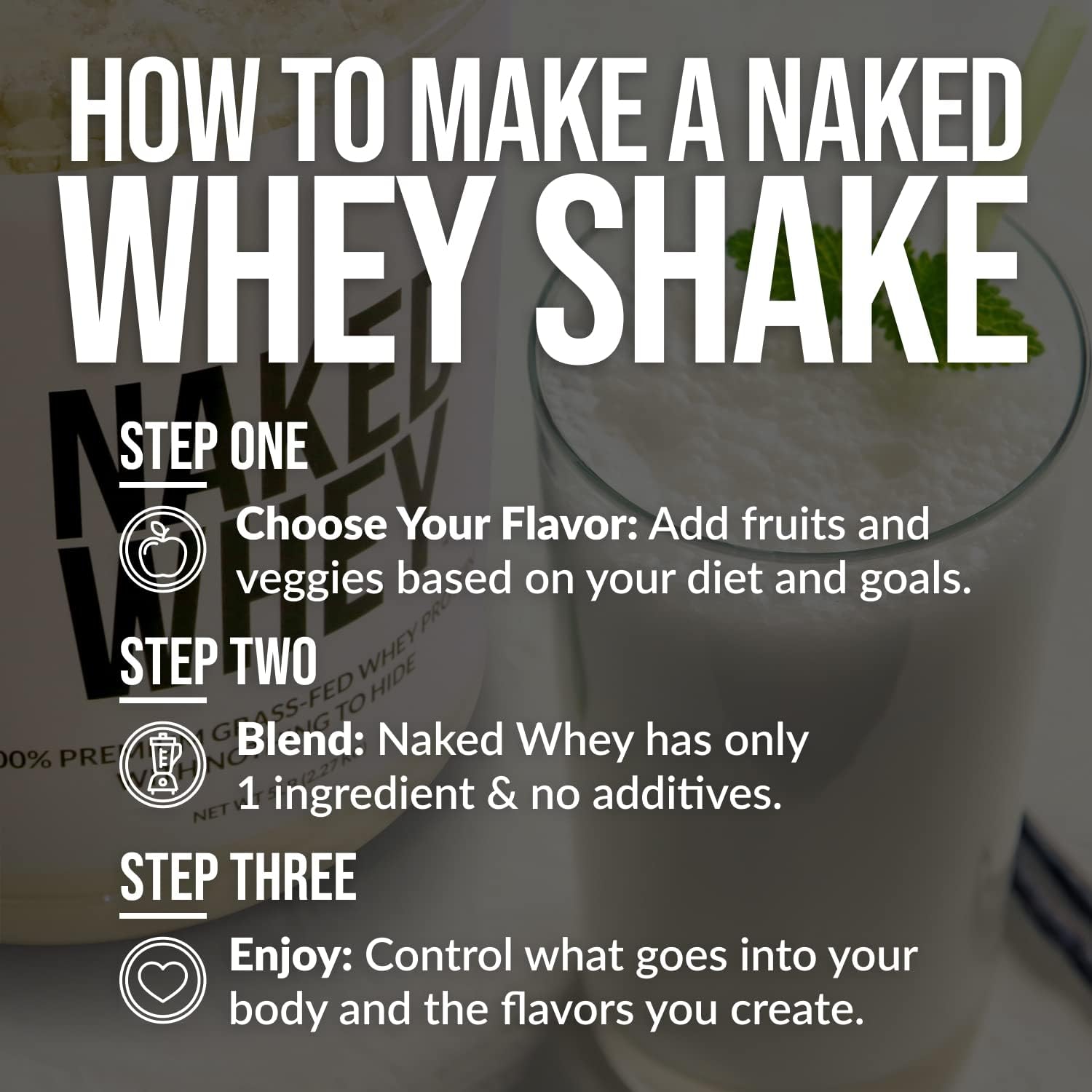 Naked Whey 1Lb - Only 1 Ingredient, Grass Fed Whey Protein Powder, Undenatured, No Gmos, No Soy, Gluten Free, Stimulate Growth, Enhance Recovery - 15 Servings