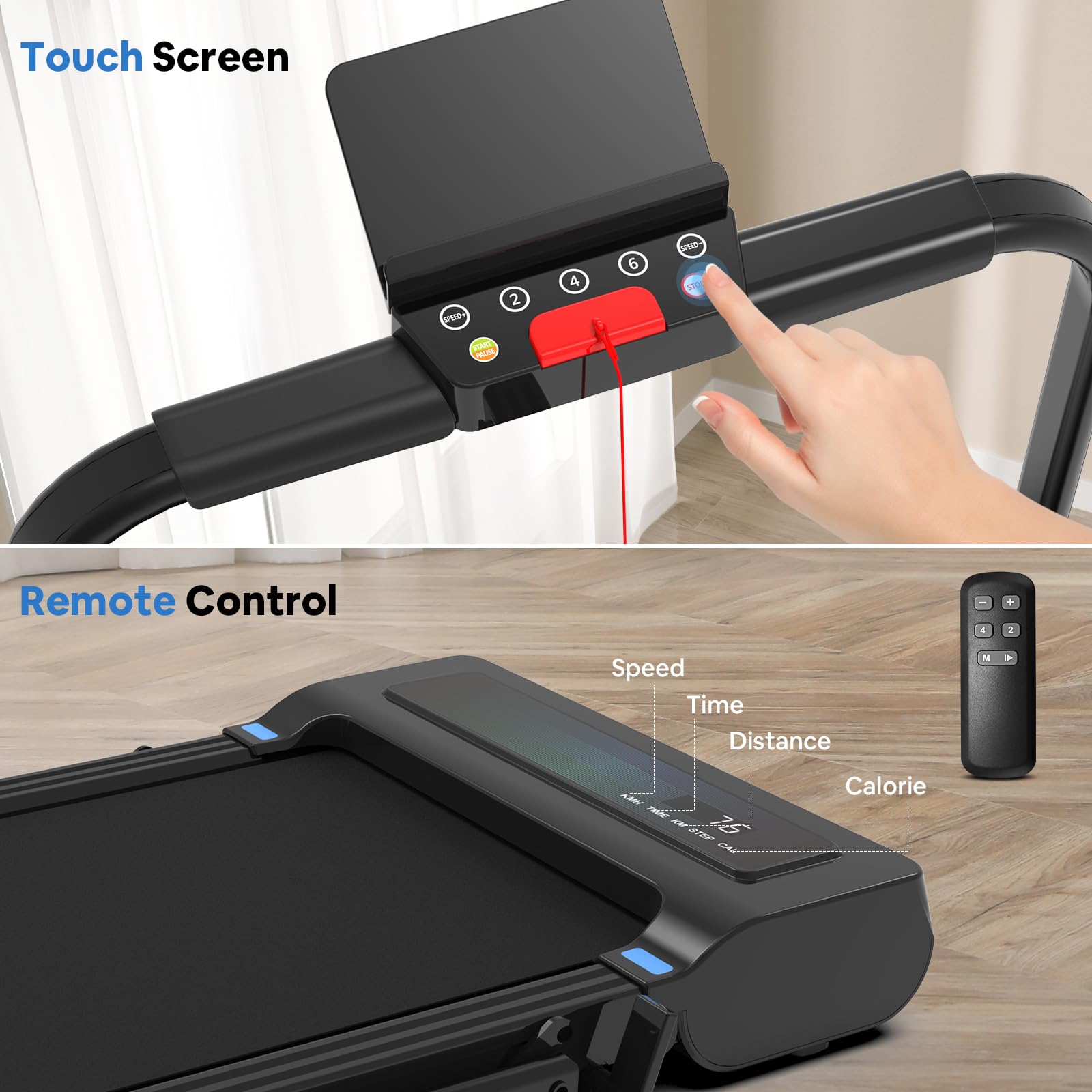 CIIHI Walking Pad Under Desk Treadmill- 2 in 1 Folding Treadmill with 0.6-7.6 Mph - Portable Foldable Treadmill for Home Office, Free-Installation with 265 lbs Capacity