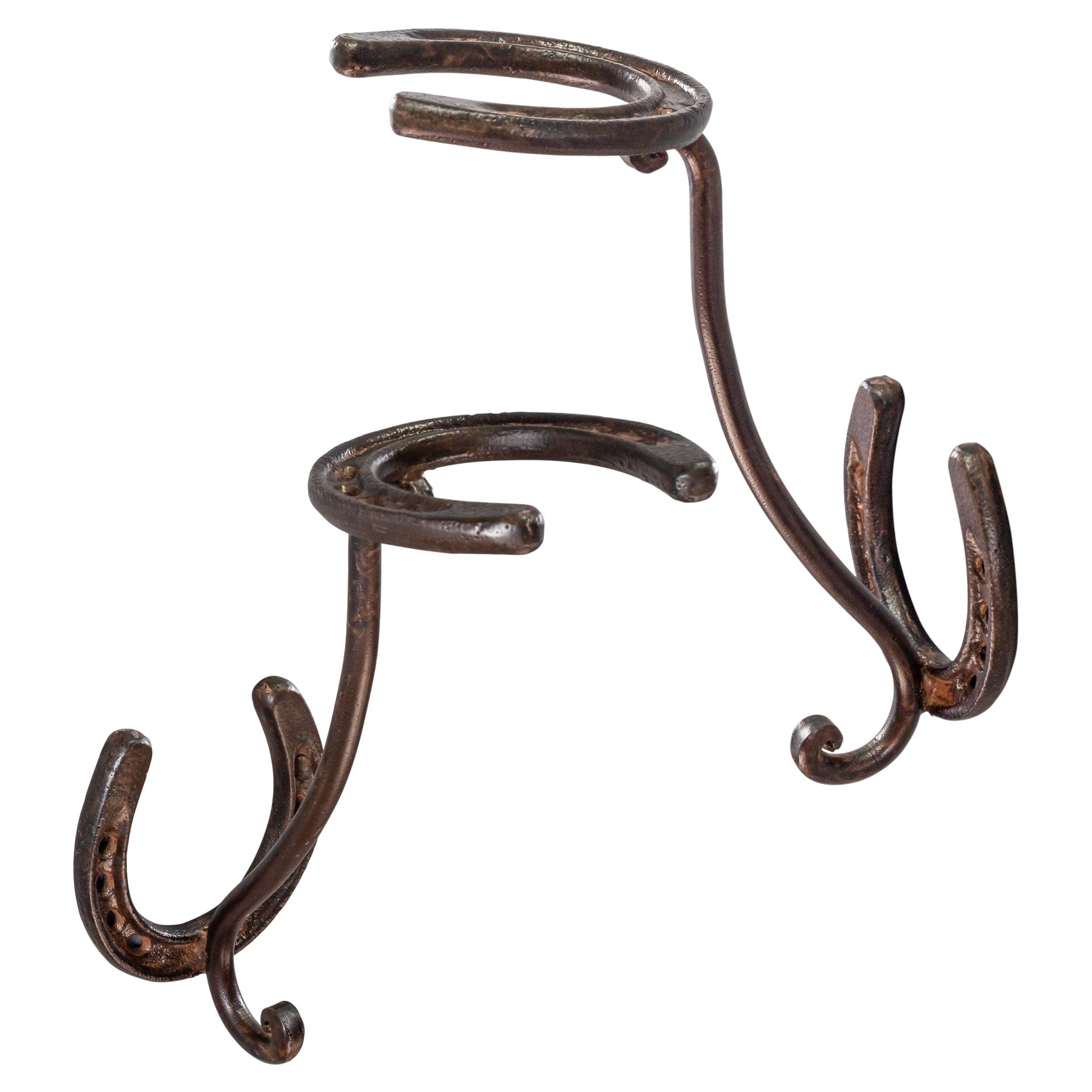 A.J. Boone Cowboy Hat Rack - Set of 2 Decorative Wall-Mounted Holder - Heavy-Duty Iron Hanger and Organizer DIY Kit for Hats, Coats and Keys - Rustic Western Horseshoe Hooks for Storage and Display