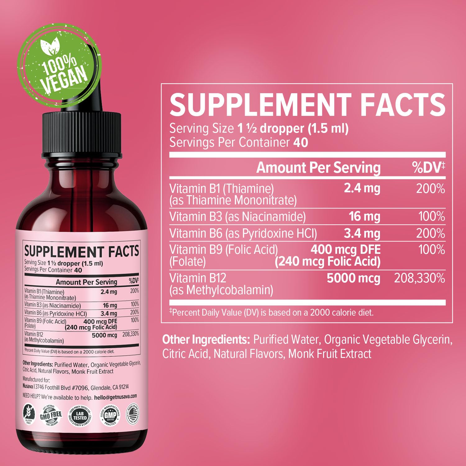 (2 Pack) Vitamin B12 and B6 Liquid Drops, B12 Sublingual Vitamin B Complex - B 12 Vitamin 5000mcg - B12 Methylcobalamin for Energy, Brain, and Heart Support with 27,200 mcg, Strawberry, 80 Servings