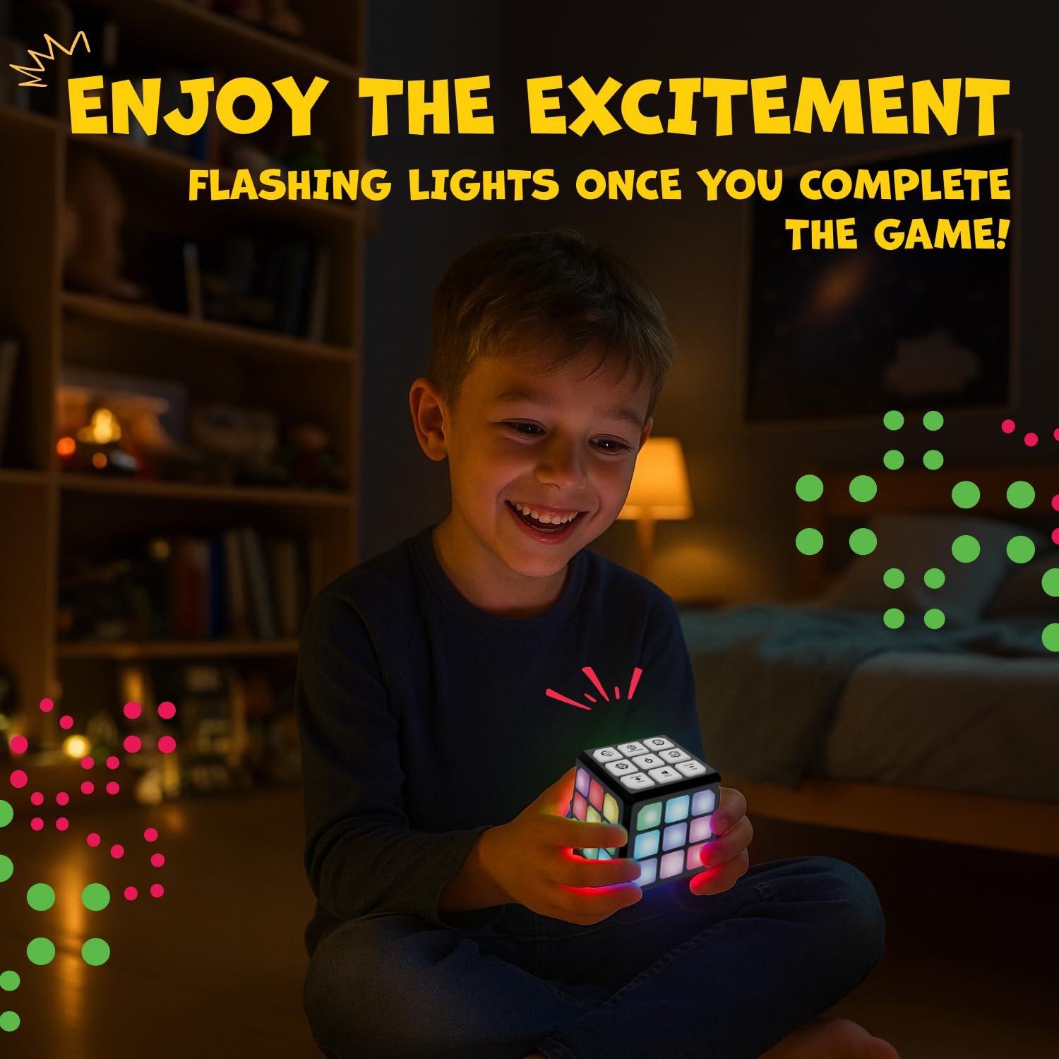 Winning Fingers Flashing Cube Electronic Memory and Brain Game - 4-in-1 Handheld Stem Toys for Kids - Cool Gadgets, Games for Boys and Girls - Fun Family Game for Kids Ages 6-12 - Educational Gift Toy
