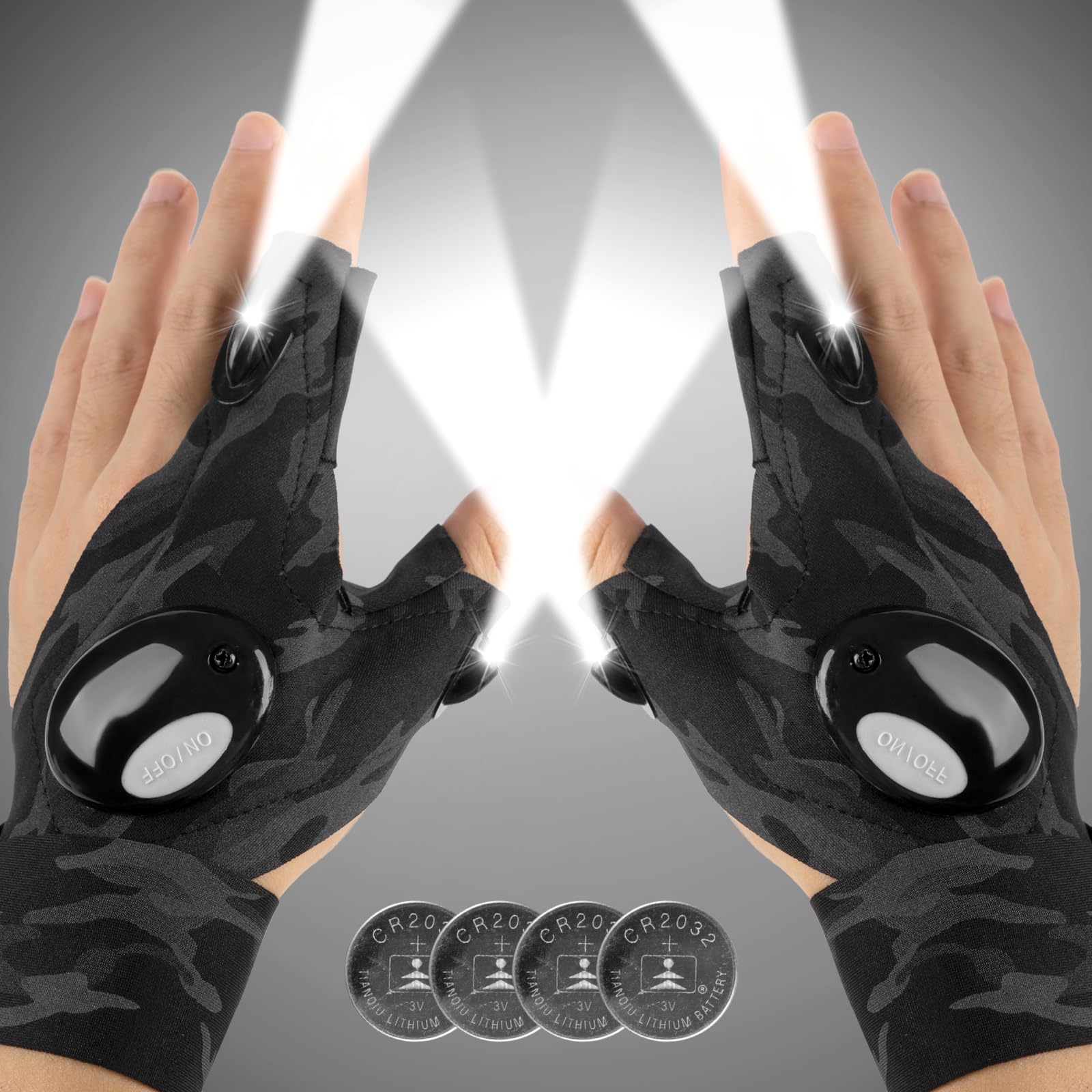 Mylivell LED Flashlight Gloves Gifts for Men Dad Father Boyfriend Husband Unique Cool Gadget Tools for Repairing Hands-Free Lights for Camping Fishing Outdoor Grill Birthday Christmas Gifts for Him