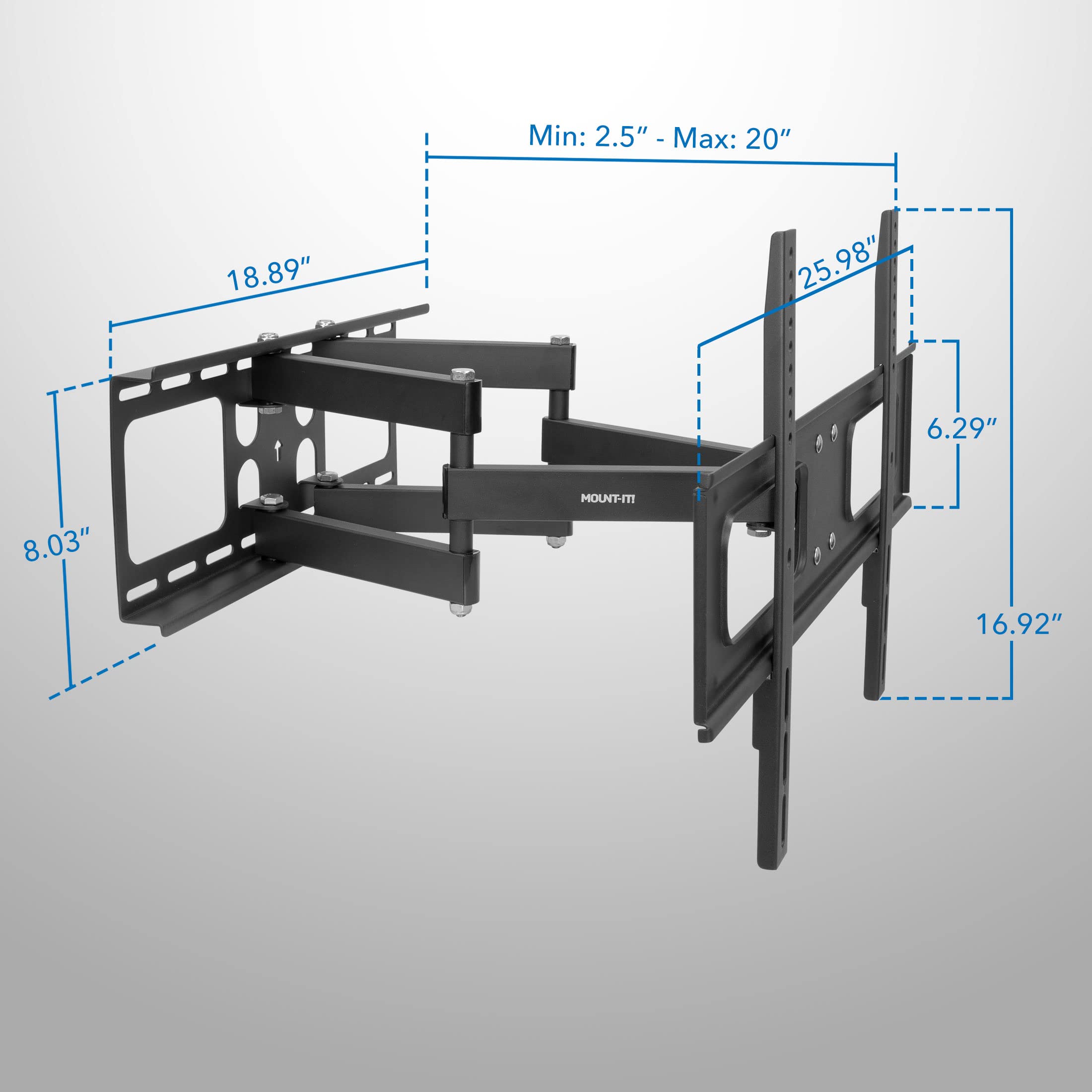 Mount-It! Outdoor TV Mount Weatherproof, Anti-Rust Anti-Corrosion Outside TV Bracket for Patio, Gazebo and Exterior, Fits 37-80", Heavy Duty Dual Full Motion Arms, VESA Up to 600x400mm, 110 Lbs Limit