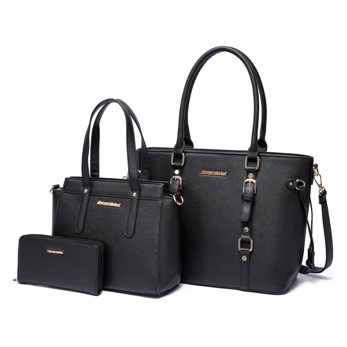 Montana West Purses and Handbags for Women Tote Purse and Wallet Set Shoulder Satchel Bag for Women 3pcs MWC3-C032WBK
