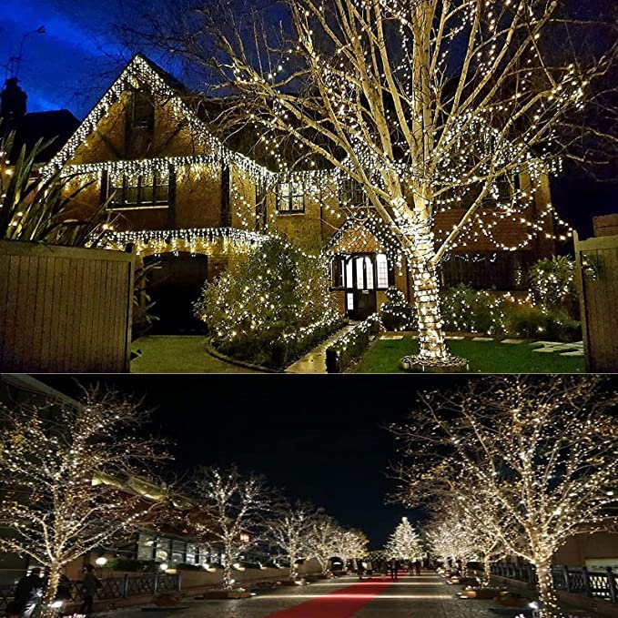 82FT 200 LED Red Green Christmas Lights Outdoor/Indoor, Timer & Memory Function & 8 Modes, Extendable Green Wire, Waterproof Fairy String Lights for Xmas Tree Holiday Party Garden Yard (Red and Green)