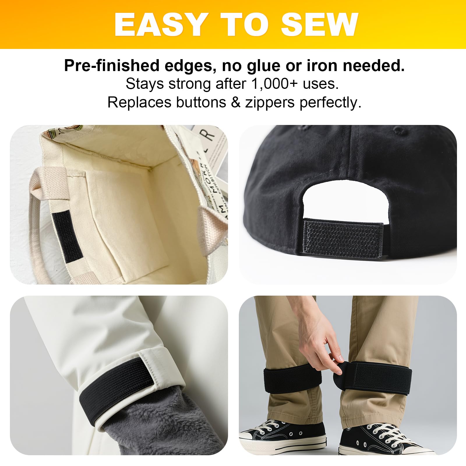 PHIXBEAR 1.18" x 16' Heavy-Duty Anti-Slip Cinch Straps, 22 Buckles, Black Nylon Hook-and-Loop, Reusable for Garage, Cable Management and Outdoor