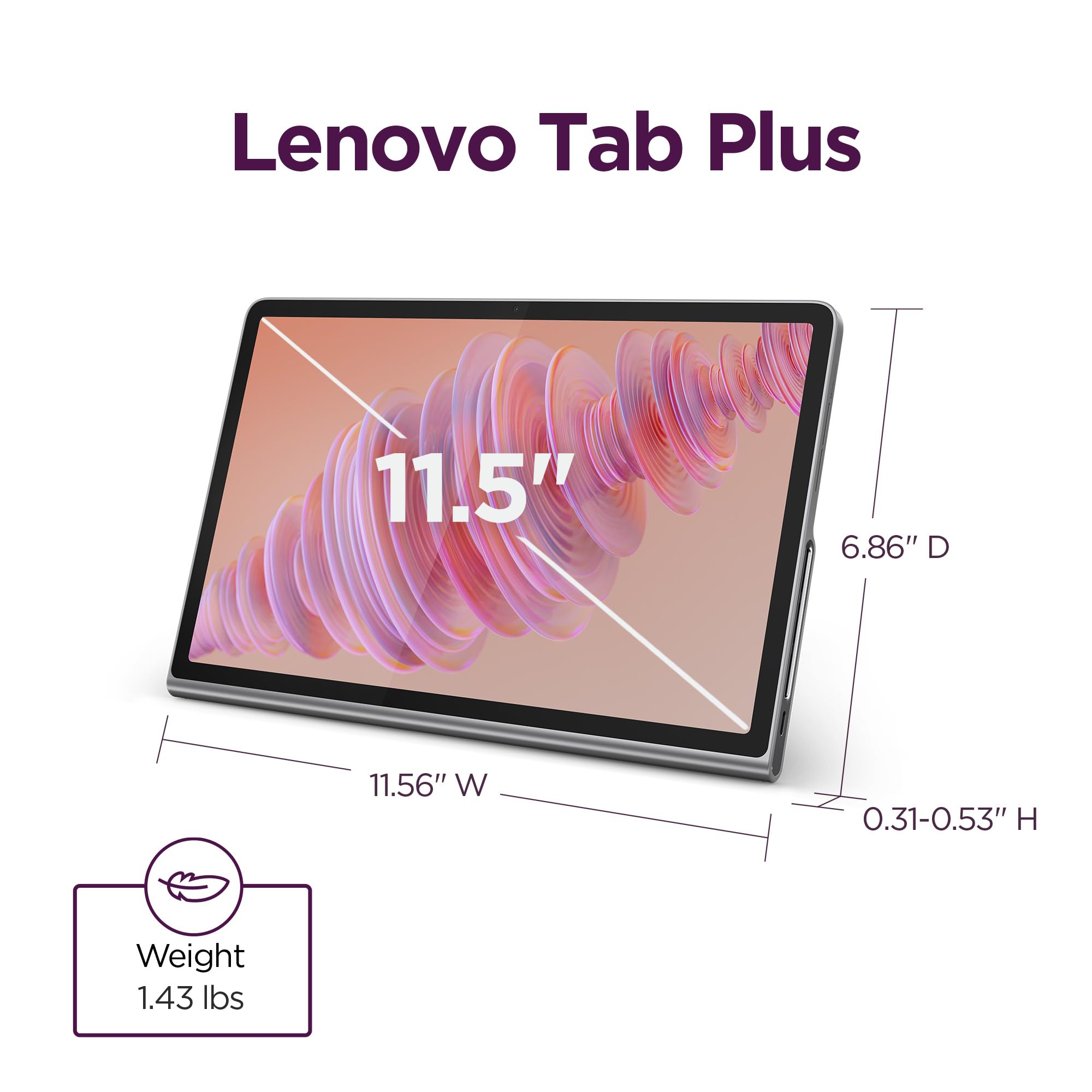 Lenovo Tab Plus - 2024 - Premium Entertainment Tablet - 8 JBL® Speakers - 11.5" 2K LCD Touch Display - 8GB Memory - 128GB Storage - MediaTek™ Helio G99 - Folio Case Included - Luna Grey