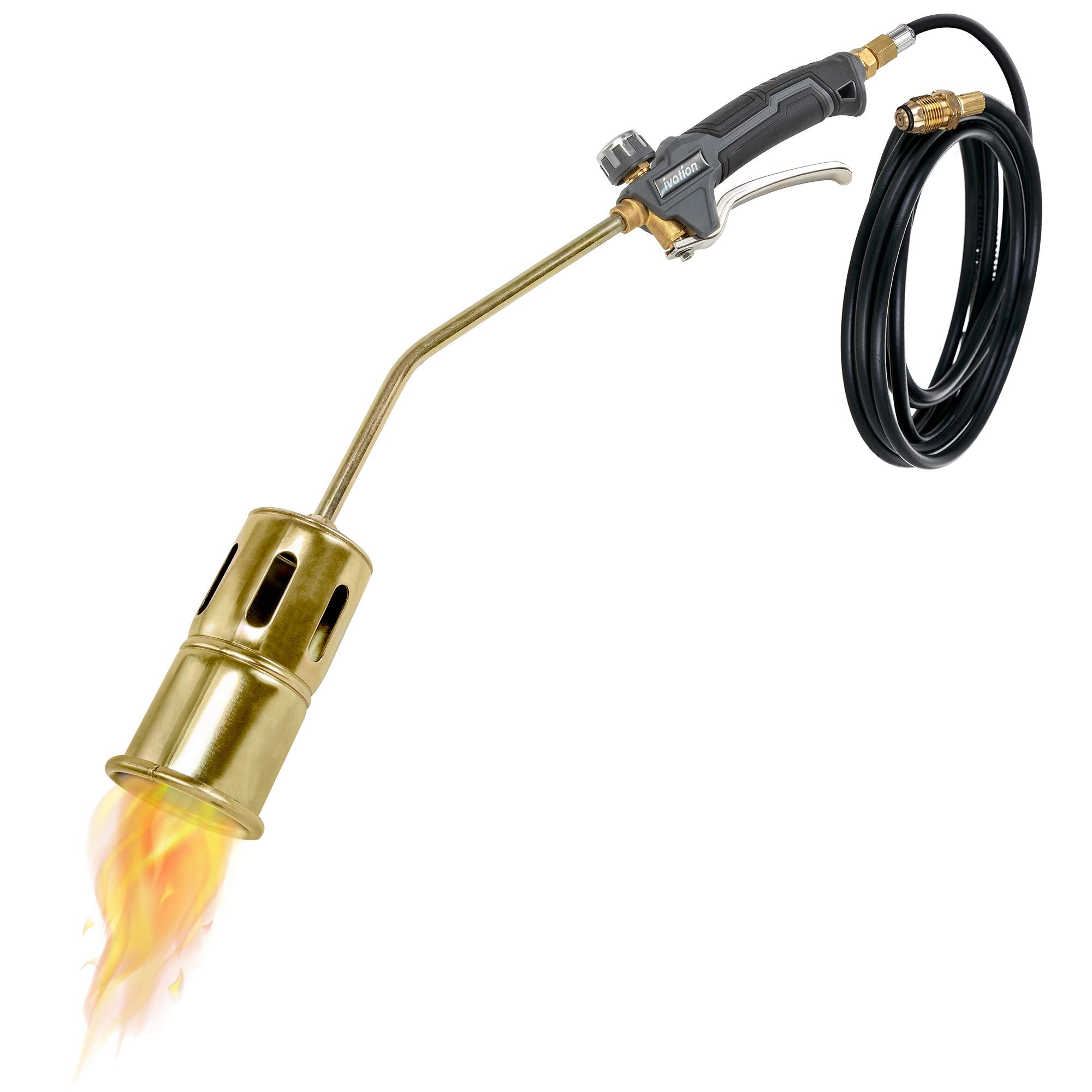 Ivation 320,000 BTU Propane Torch, Heavy Duty Weed Burner, Extra Long 12’ Hose, Adjustable Flame Control, Outdoor Weed Killer for Weeds, Snow Melting, Roofing, Roads & More