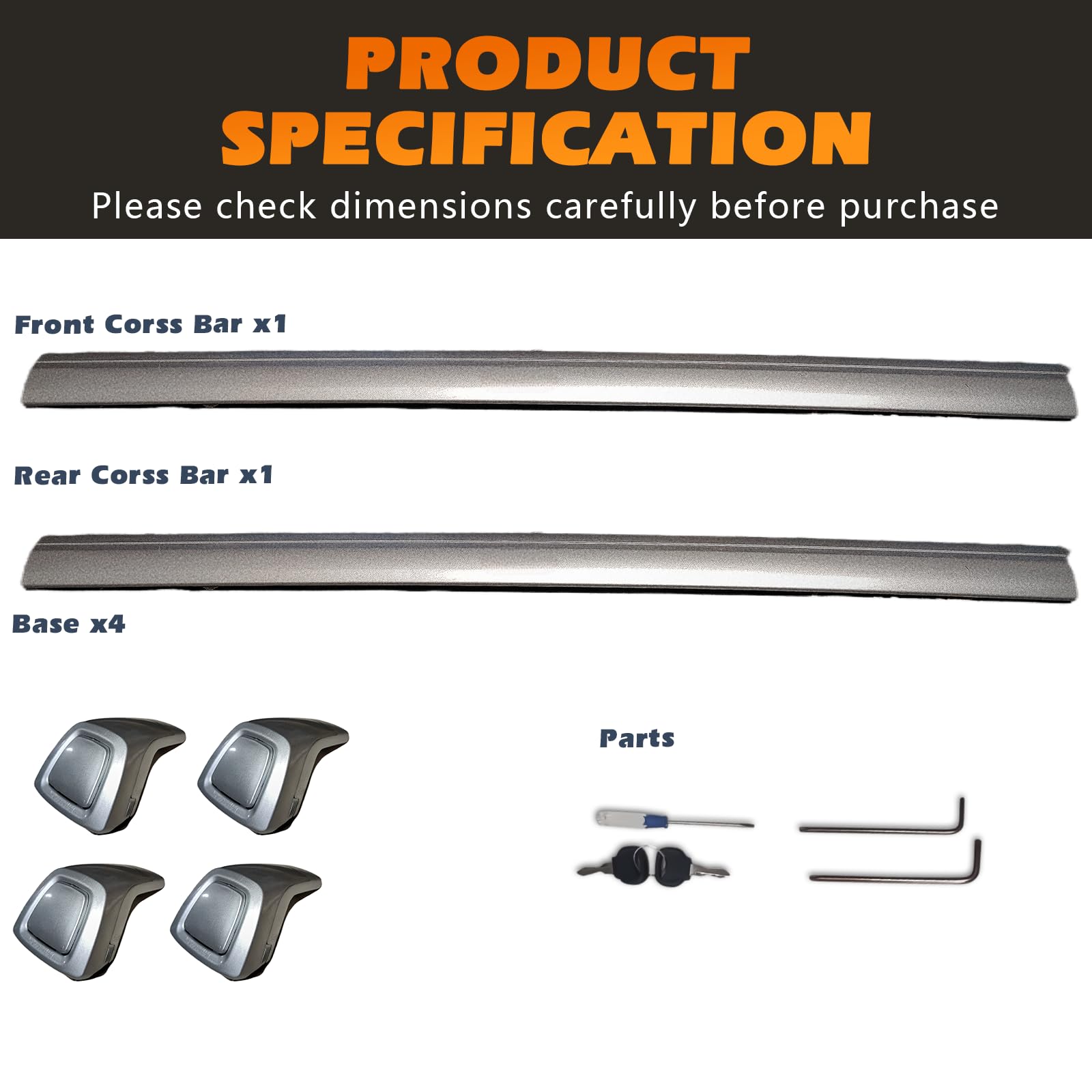 Roof Racks Aluminum Alloy ONLY Structure Cross Bars Rail Fit for Kia Telluride for Hyundai Palisade 2019 2020 2021 2022 2023 2024 Rack Crossbar (Sliver)