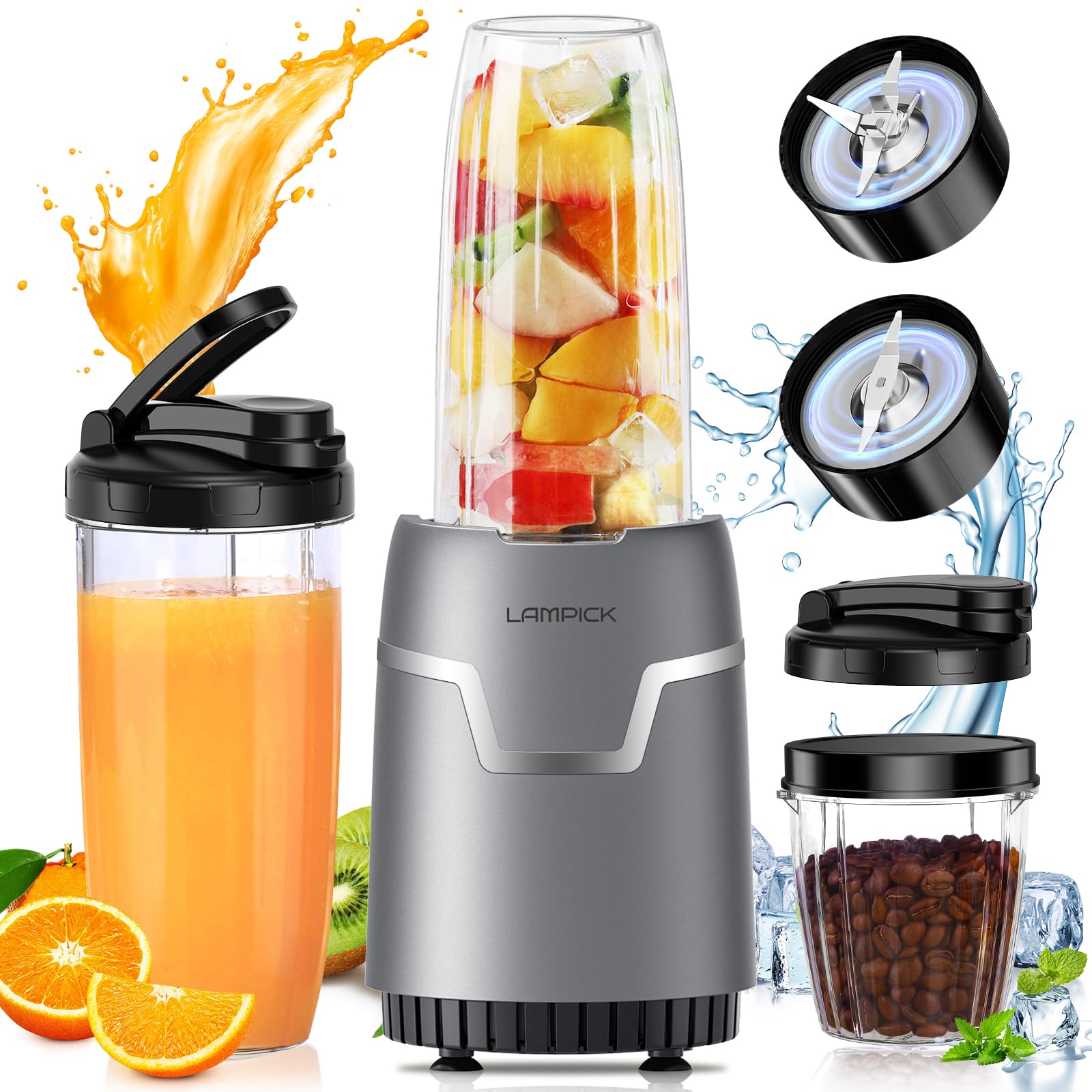 1100W Personal Blender for Smoothies & Shakes, High-Speed Blender with 2 * 22oz To-Go Cups, Ice Crusher & Grinder for Protein Shakes, Baby Food, Frozen Drinks