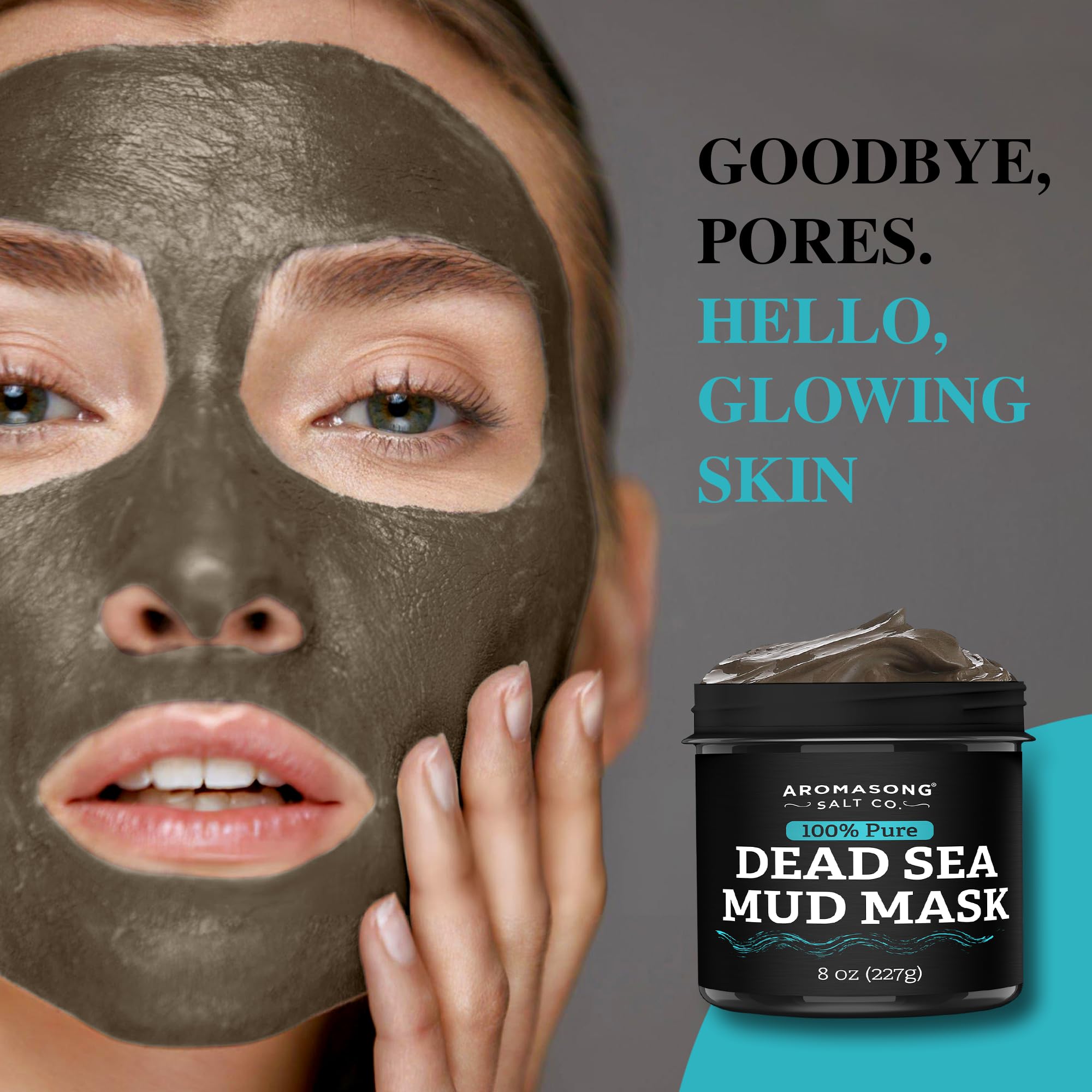 Aromasong 100% Pure Dead Sea Mud Mask for Face and Body - Spa Quality Pore Minimizer for Face & Oily Skin, Cleansing Natural Skin Care for Women and Men - 8 oz