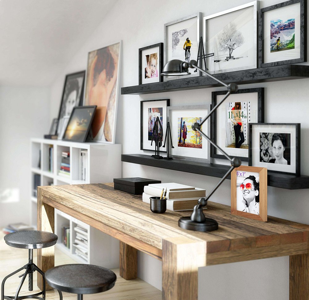 RPJC 8x10 Picture Frames Made of Solid Wood High Definition Glass for Table Top Display and Wall Mounting Photo Frame Black