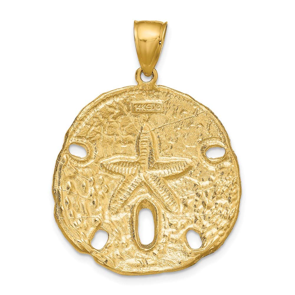 Sonia Jewels Real 14k Yellow Gold Men's Sand Dollar Pendant Charm