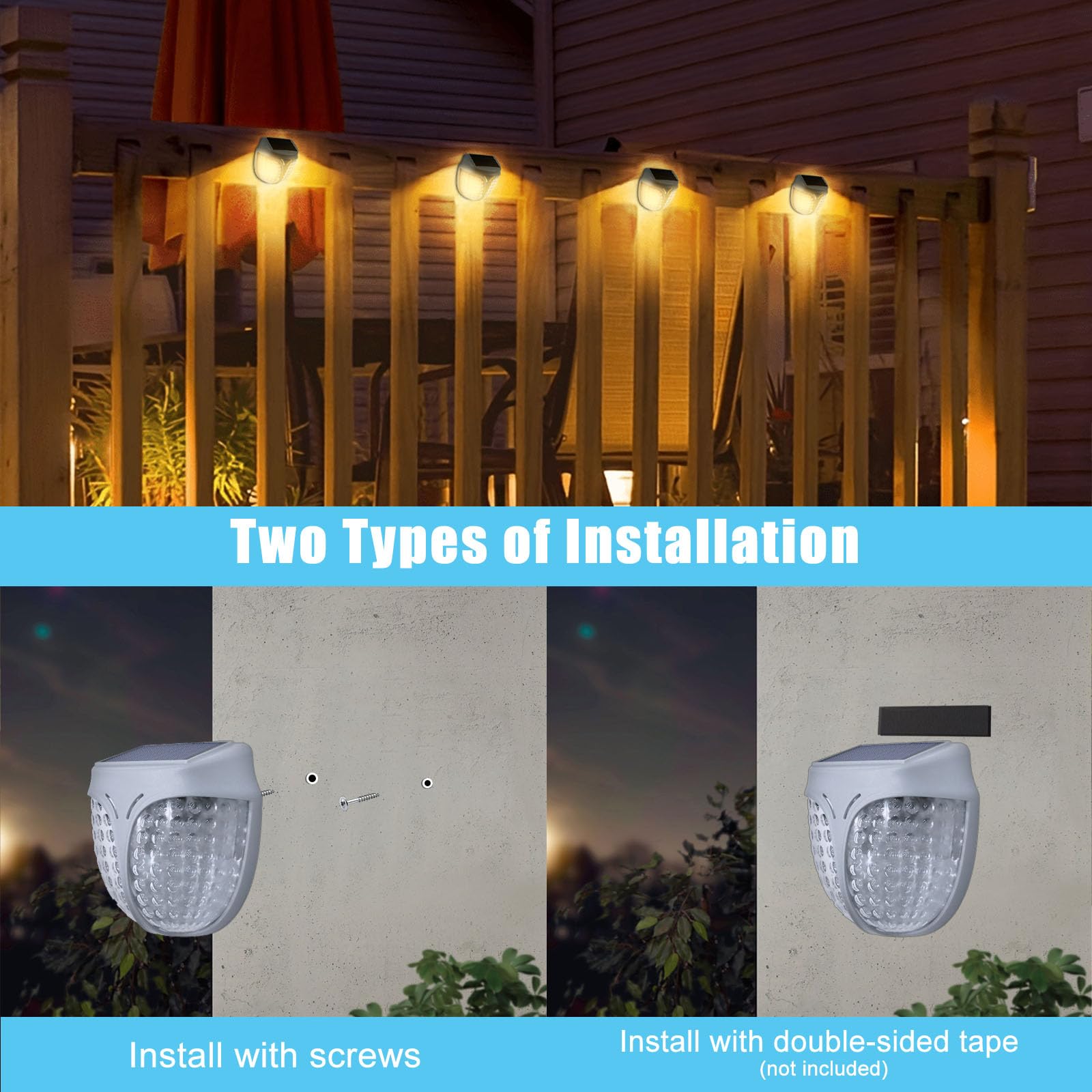 iThird Solar Deck Lights, Waterproof LED Solar Outdoor Lights, Solar Step Lights Solar Fence Lights, Solar Lights for Outside, Garden, Patio, Stairs,Yard