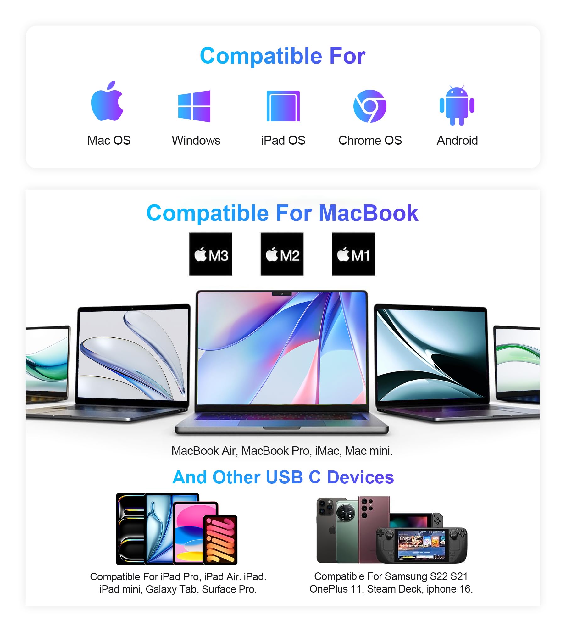 UtechSmart USB C Hub, USB C Ethernet Multiport Adapter, 6 In 1 USB C to HDMI Dock Compatible for Macbook Pro/Air, Chromebook, Dell XPS, HP and Type C Devices (Gigabit Ethernet 100W PD 4K HDMI USB 3.0)