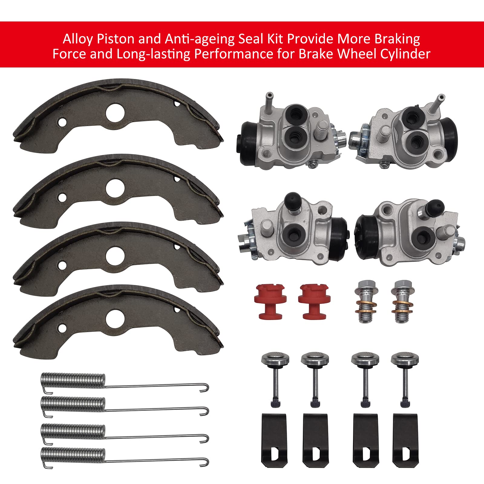 Front Brake Wheel Cylinders Shoes Kit for Honda TRX300 TRX300FW Fourtrax 300 4x4 1988-2000 (Left&Right),OEM# 45330-HC5-006 45310-HC5-006 06450-HC5-900