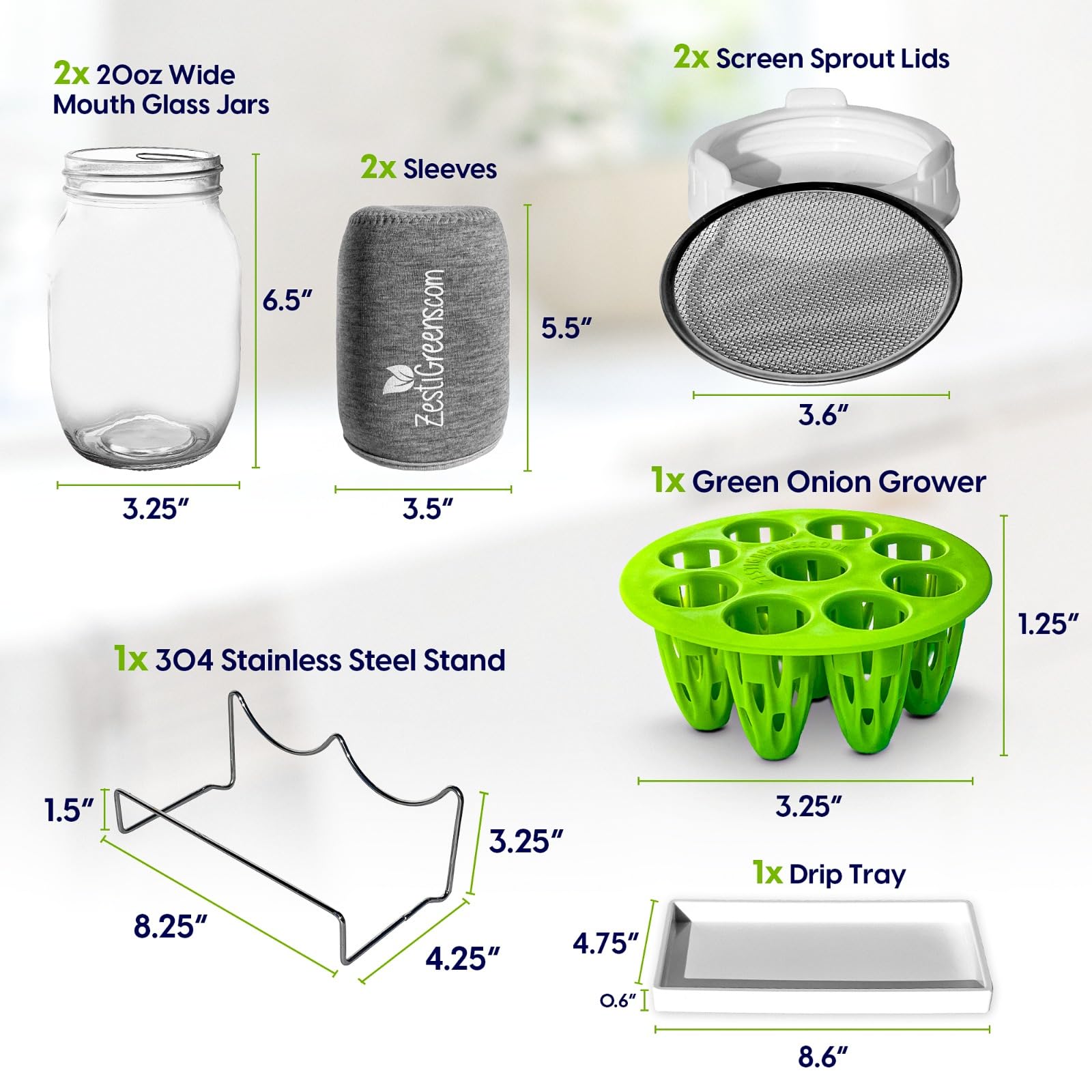 Premium Sprouts Growing Kit & Green Onion Regrower with 2 Mason Jars & Superior Sprout lids, Premium USA Alfalfa Seeds and Premium Mung Bean Sprouting Seeds