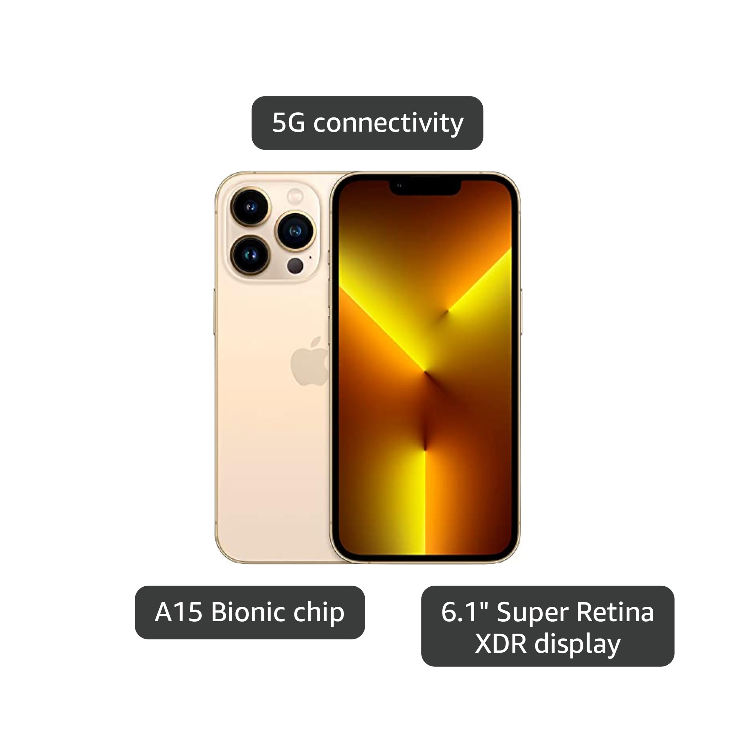 Apple iPhone 13 Pro, 256GB, Gold - GSM Carriers (Renewed)