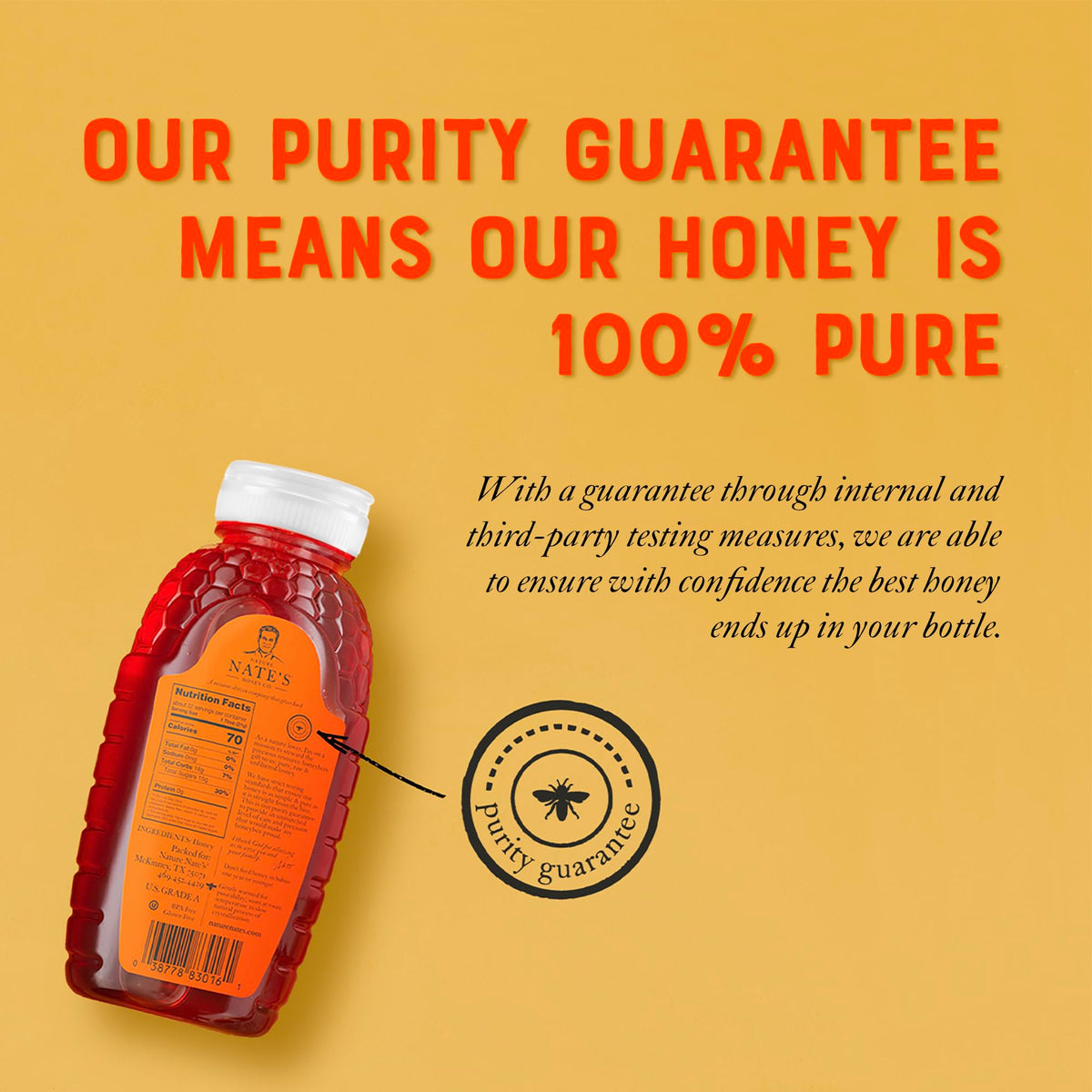 Nate's California 100% Pure, Raw & Unfiltered Honey - 32 oz. Squeeze Bottle - All-natural Sweetener