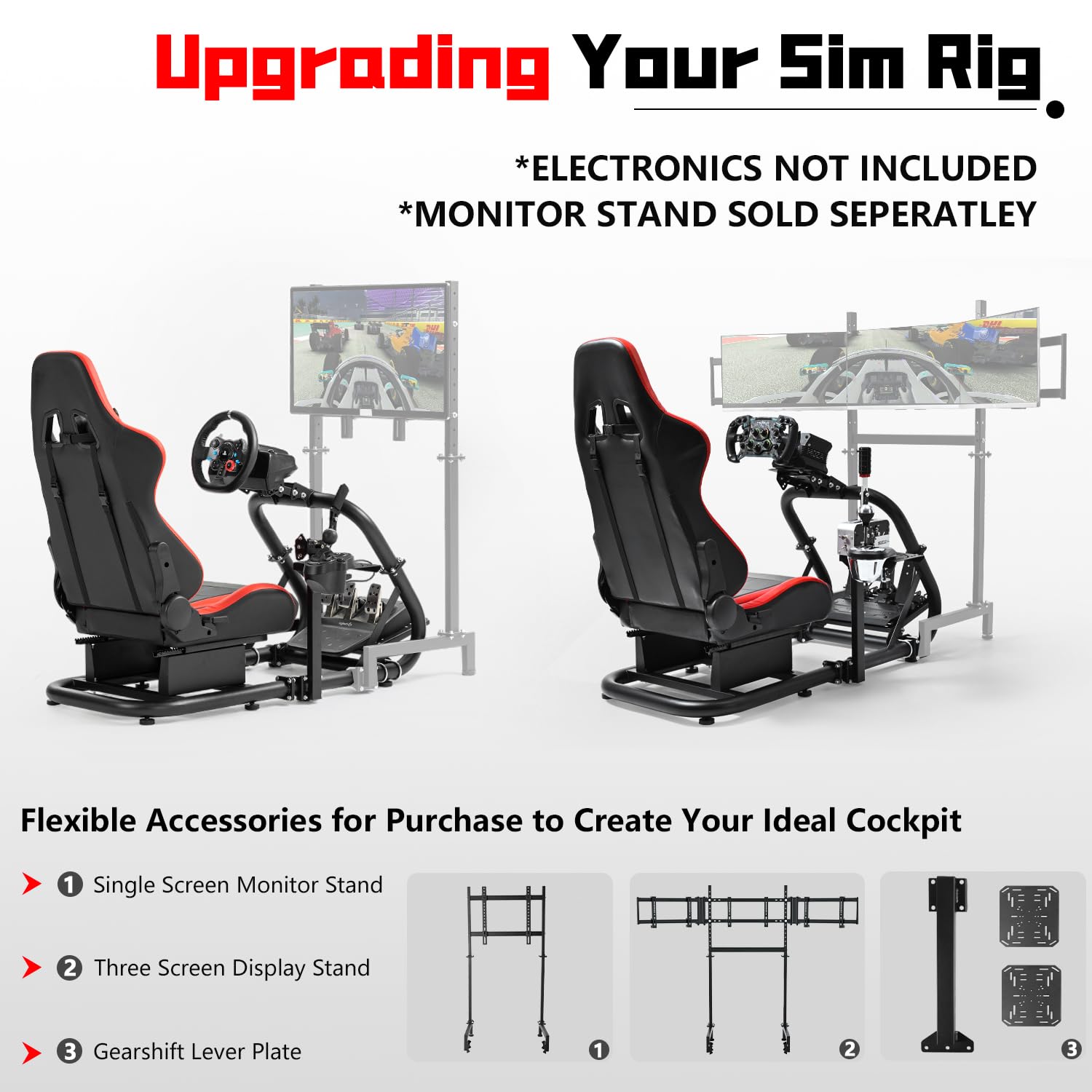 Dardoo G29 Gaming Simulator Cockpit with Real Seat Fit for Logitech/Thrustmaster/Fanatec G920 G923 T300RS,Direct Drive Sim Racing Cockpit,Without Wheel,Pedal & Handbrake