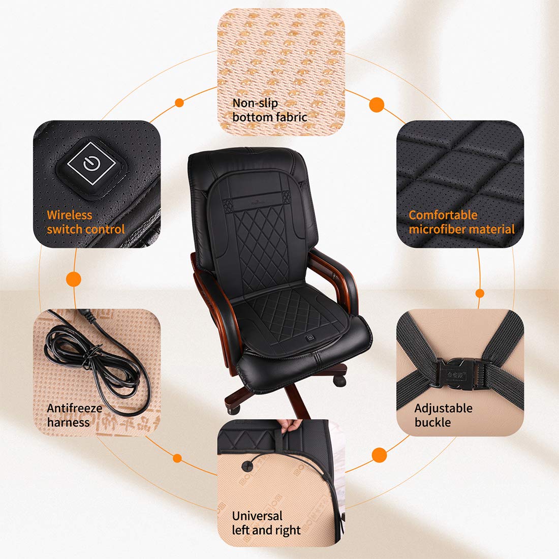 KINGLETING Heated Seat Cushion with Pressure-Sensitive,Heated Seat Cover for Home, Office and More
