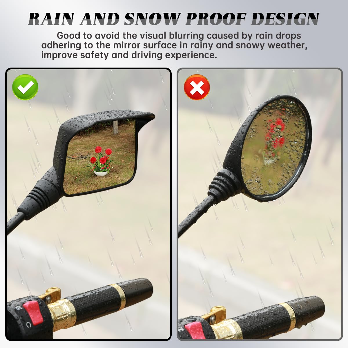 SHEJISI Motorcycle Mirrors,ATV Mirrors (2Pack) with Impact Resistance,Anti-glare with Rainproof,with7/8" Handlebar Mounts,Motorcycle Mirrors for Handlebars fit Suzuki,Honda,Grom,Yamaha,Kawasaki,Ducati