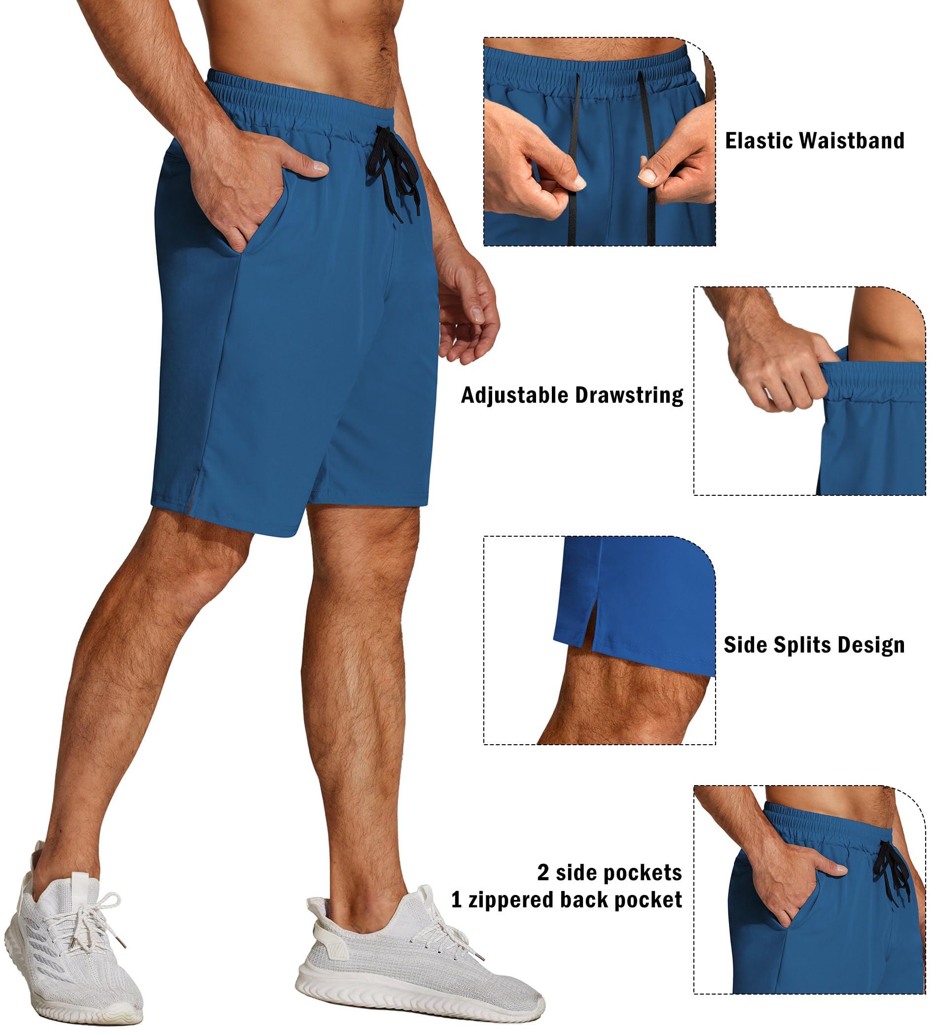 COOFANDY Men's Athletic Shorts 7 Inch Running Shorts Quick Dry Fitted Gym Workout Exercise Shorts with Zipper Pocket