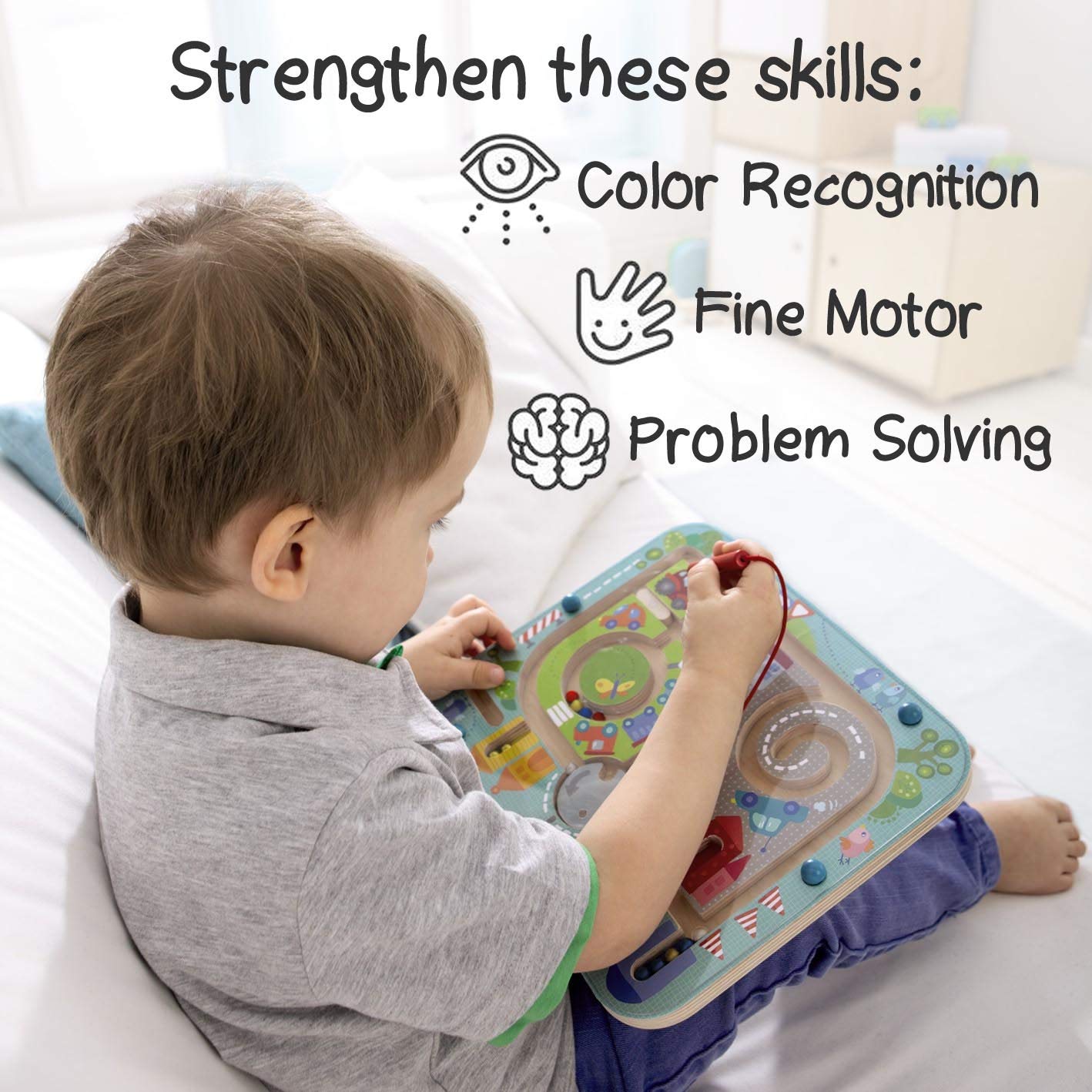 HABA Busy Board for Toddlers 2-4: Town Magnetic Maze Puzzle Game - Toddler Travel Toys for Preschoolers
