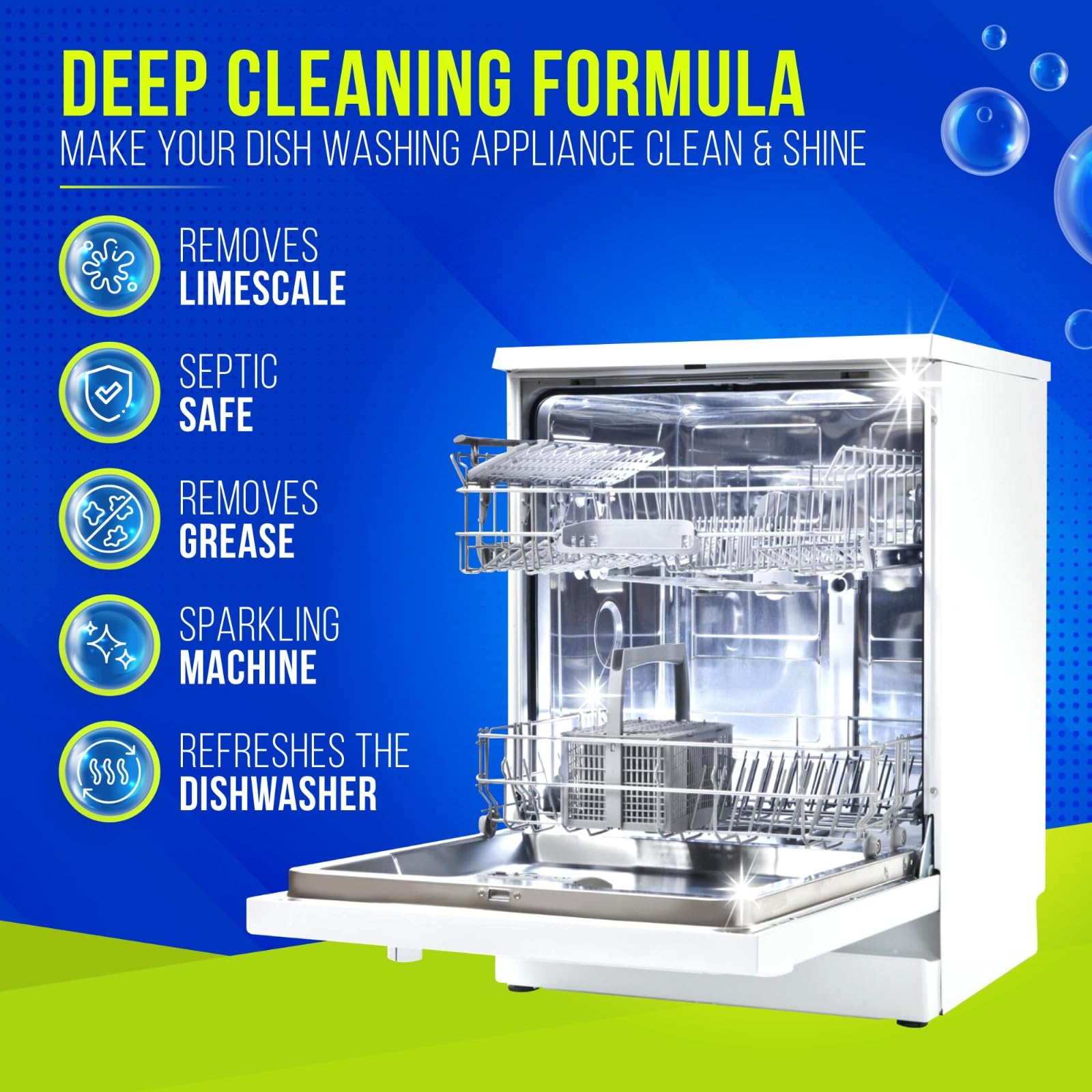 Freshero Dishwasher Cleaner and Deodorizer Tablets 26-Pack, Deep Cleaning Descaler for Dishwasher Machine, Heavy Duty, Septic Safe, Removes Grease & Build-ups, 1 Year of Cleaning Supplies (No Scent)