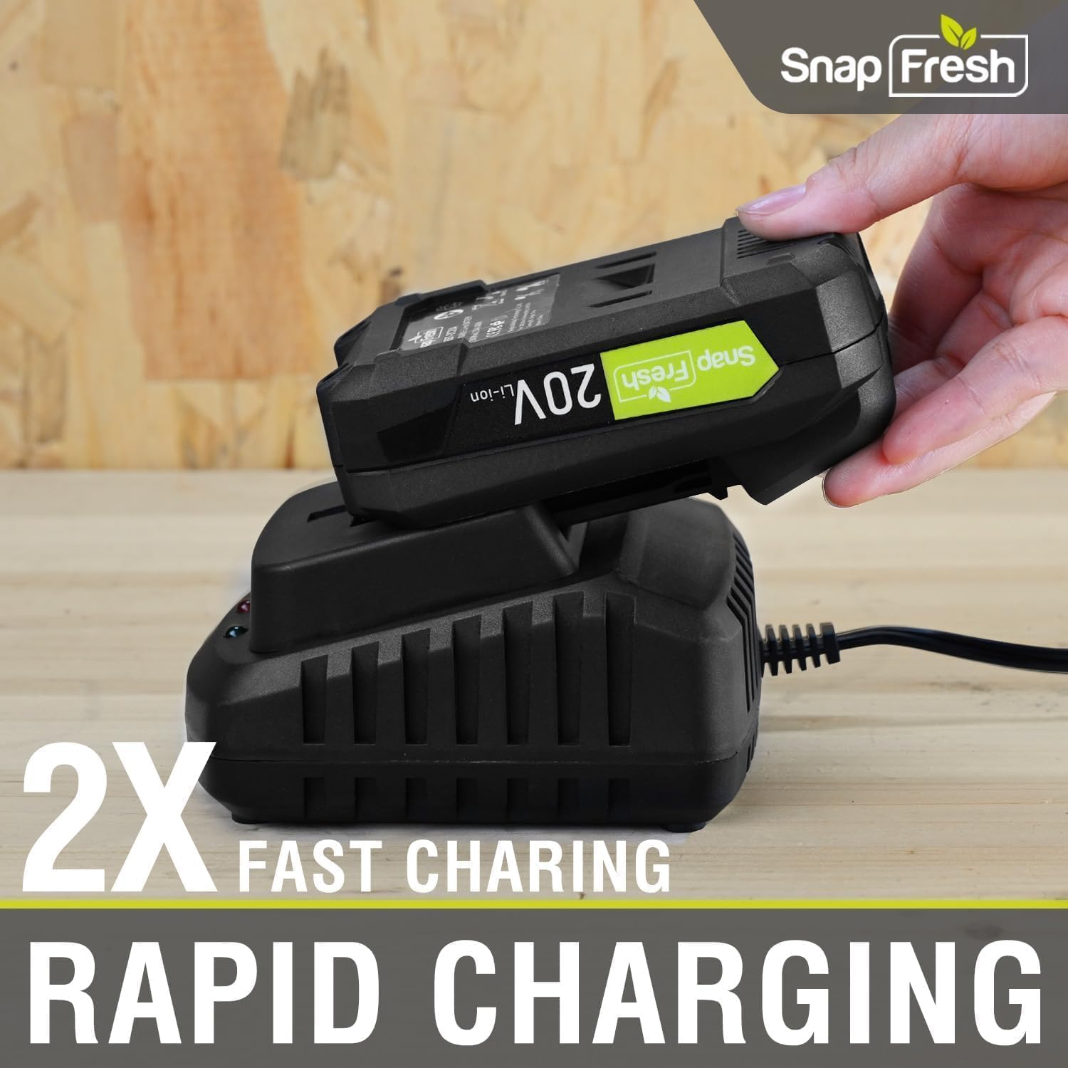 SnapFresh 20V Battery Fast Charger, Only Works with SnapFresh Lithium-Ion Batteries BBT-DC20A & BBT-DC40A, 1 Hour Quick Charge (BBT-YFT20V)