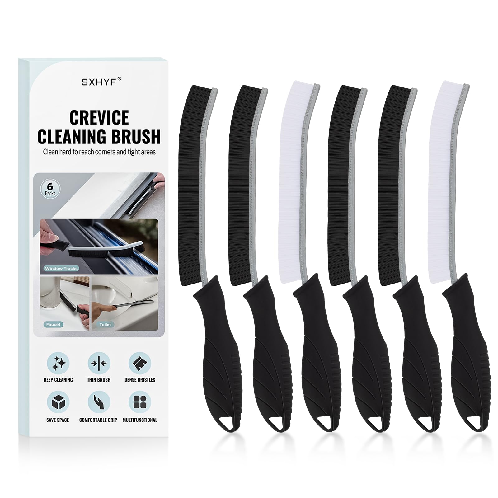 SXhyf Cleaning Brush - Hard Bristle Crevice Cleaning Brush, Multifunctional Gap Scrub Brush, Home Essentials, Bathroom Cleaner Tools for Household Use, Kitchen, Window, Faucets, Toilet, Grout, Car