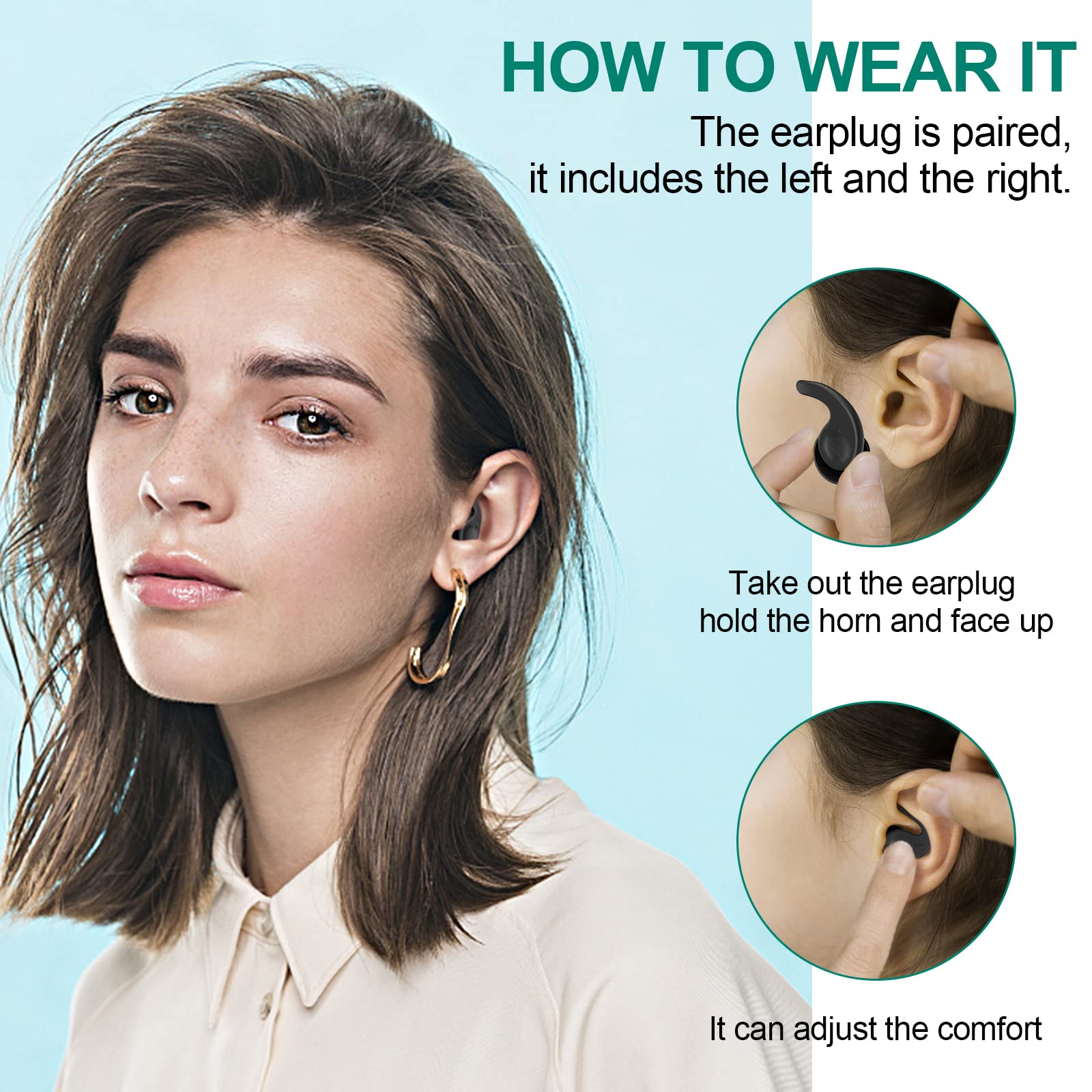 Swimming Ear Plugs, 3 Pairs Waterproof Reusable Silicone Swim Earplugs for Swimming Surfing Snorkeling and Other Water Sports (Adults & Teens 14+)