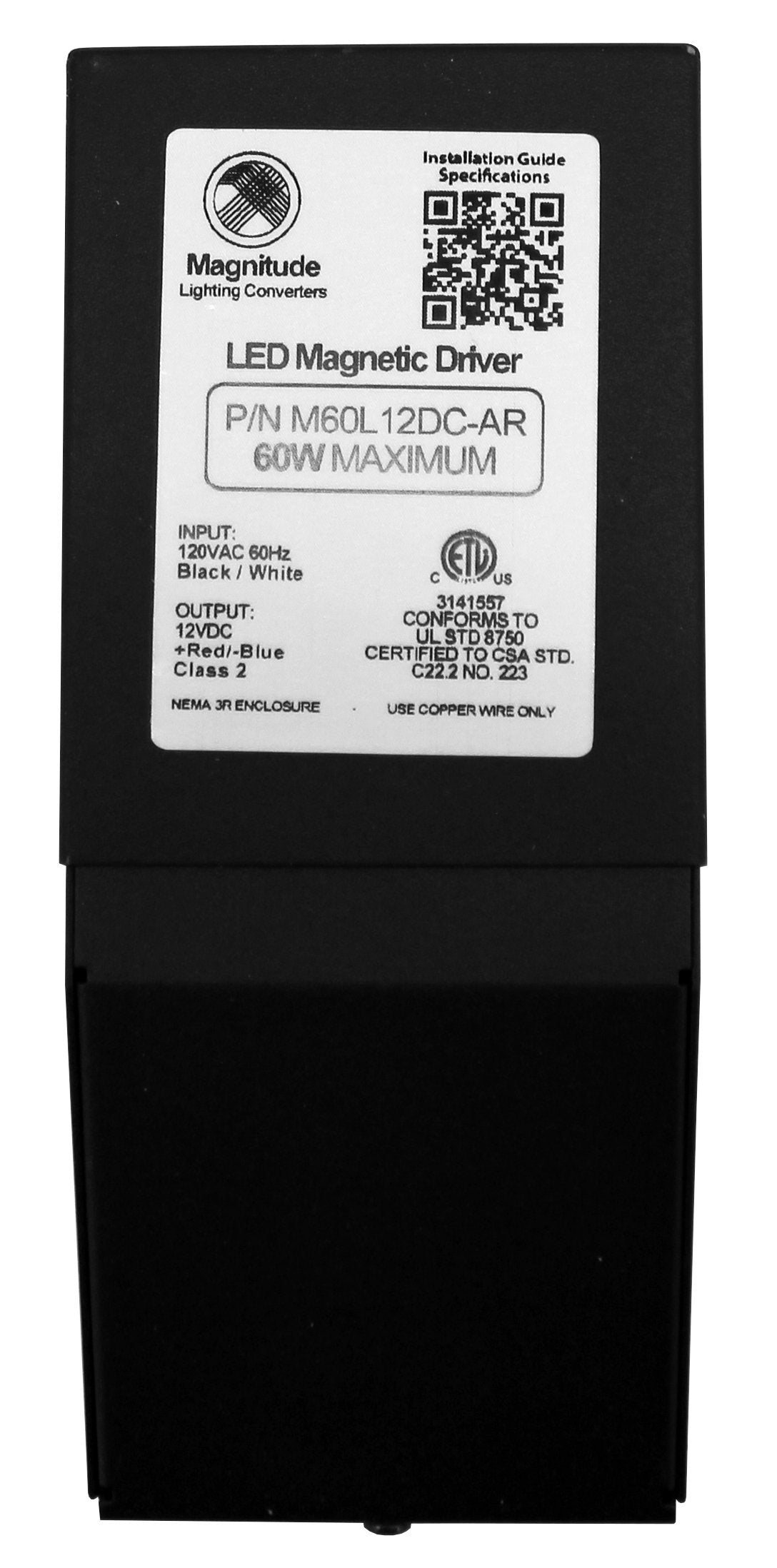 12V Magnitude Magnetic Dimmable LED Driver Transformer Hardwired Under Cabinet Lighting 60 Watt - Inspired LED