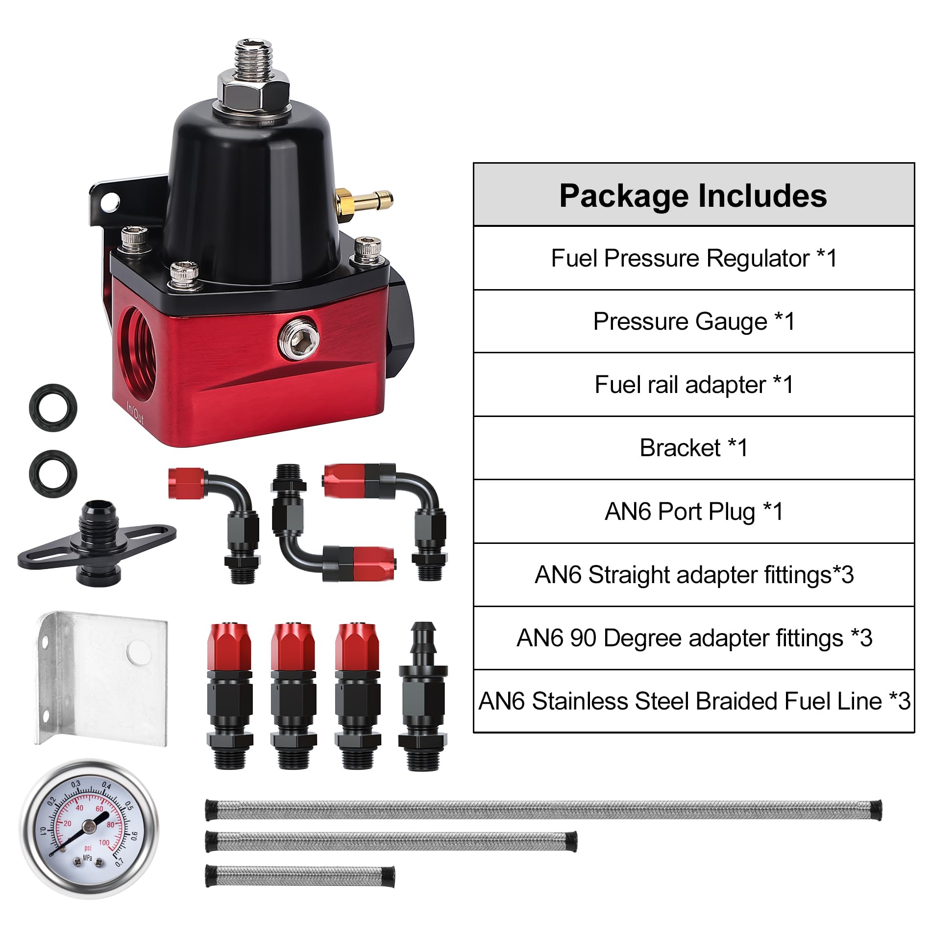 EVIL ENERGY Fuel Pressure Regulator 6AN EFI Bypass Return Adjustable (30-70PSI)