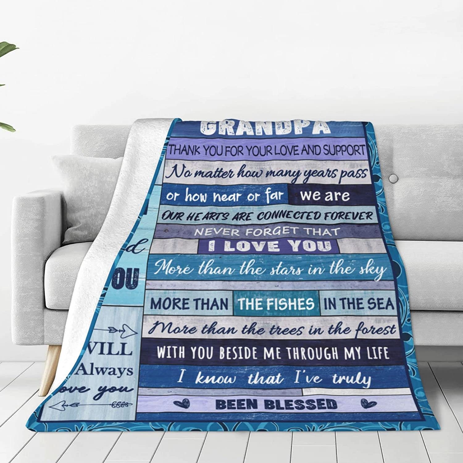 AJIIUSV Grandpa Gifts, Gifts for Grandpa from Granddaughter Grandson, Grandpa Gifts for Birthday, Fathers Day Christmas Thanksgiving Gifts for Grandpa Throw Blankets 50"x60"