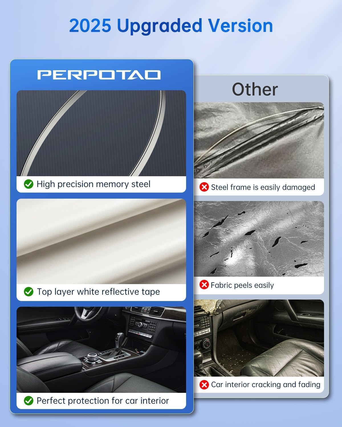 Windshield Sun Shade for Car, 4-Layer Reflective Sunshade Blocks Heat & UV, Sun Shade Windshield Keeps Interior Cooler, Pop-Up Design, Folds Quickly for Storage | For Trucks & Large Vehicles (69"x36")