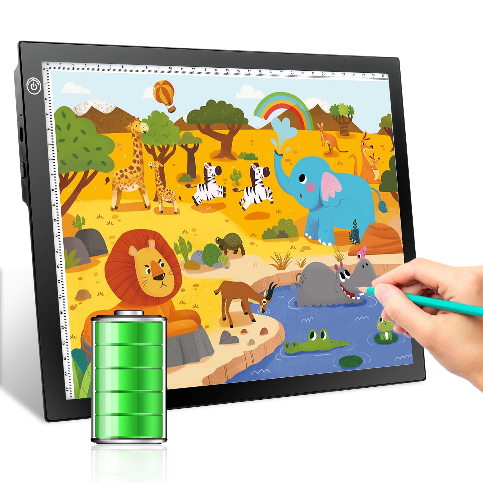 RTjoy Rechargeable A4 LED Light Tracing Pad, Adjustable Battery Powered Drawing Tablet, Artcraft Portable Light Copy Board for Tattoo Transferring, Diamond Art, Weeding Vinyl