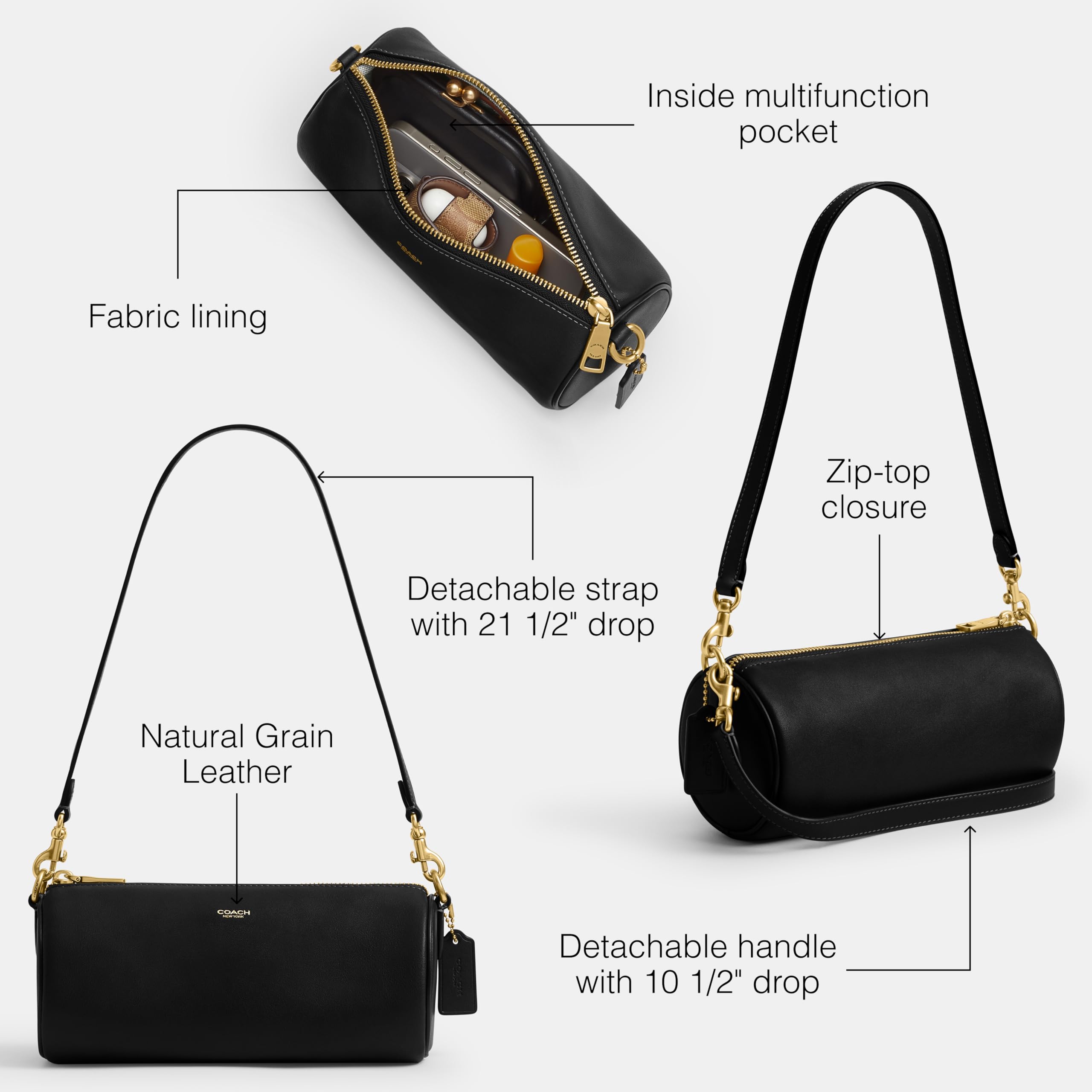 COACH Natural Grain Leather Barrel Bag