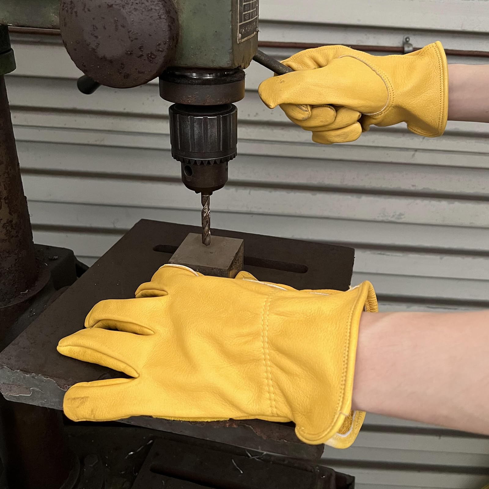 Leather Gloves for Men(Reinforced Palm), Gardening Gloves for Women, Puncture and Cut Resistant for Construction Work, Welding, Gardening and more.(1 pair Small)