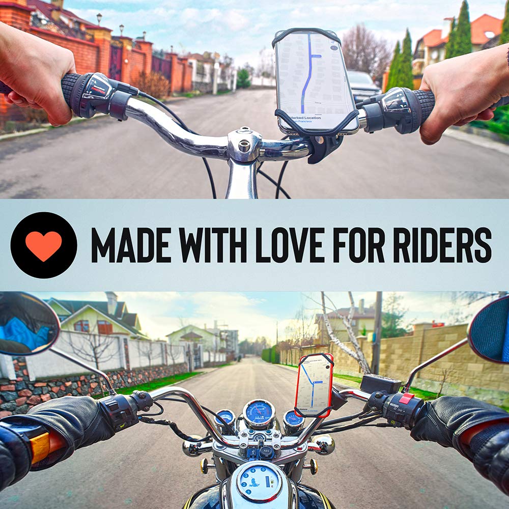 Upgraded 2024 Bicycle & Motorcycle Phone Mount - The Most Secure & Reliable Bike Phone Holder for iPhone, Samsung or Any Smartphone. Stress-Resistant & Highly Adjustable. x10 to Safeness & Comfort