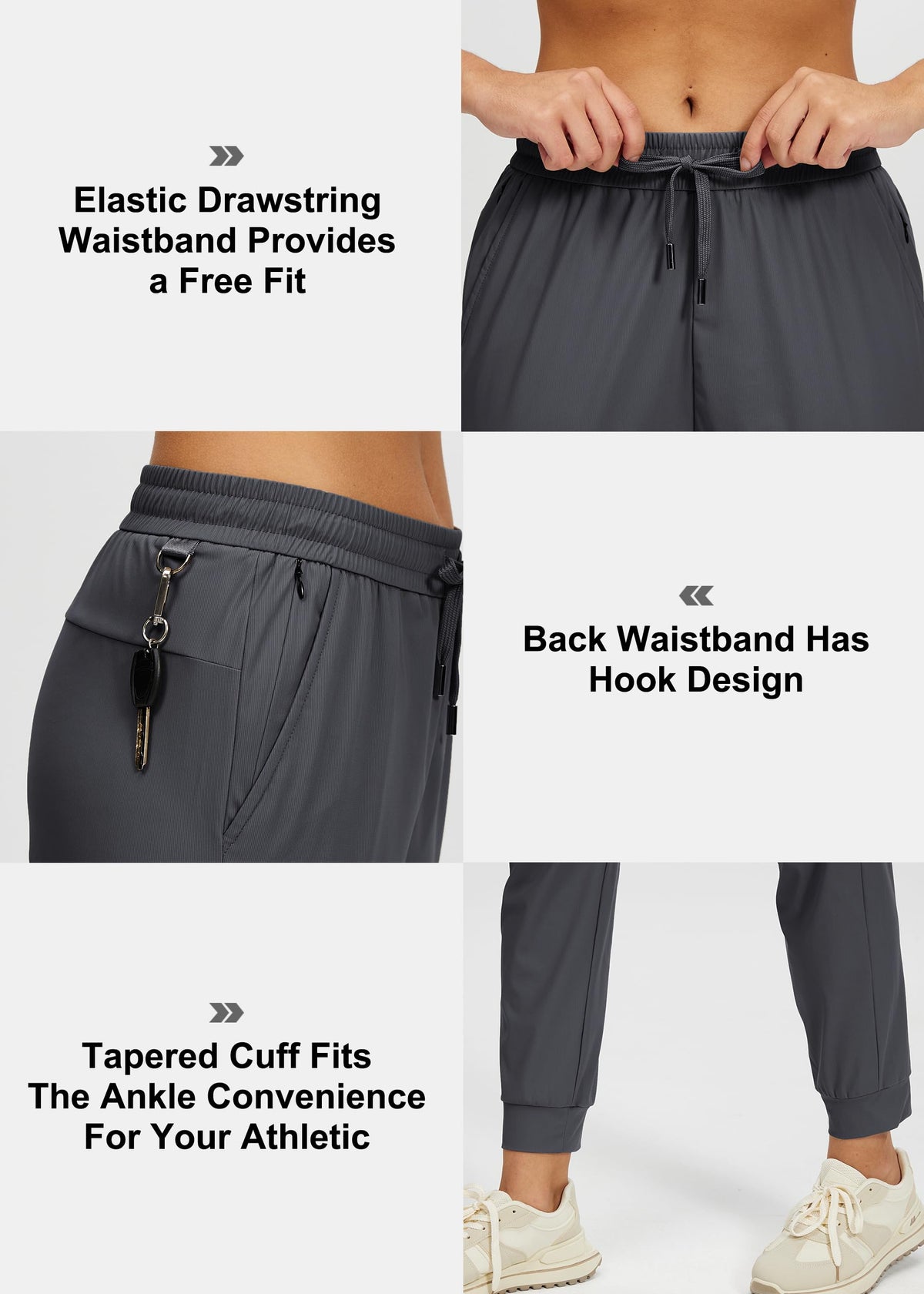 CANSEN Women's Joggers with Pockets Lightweight Quick Dry Womens Sweatpants for Lounge, Workout Jogger Pants for Women Grey