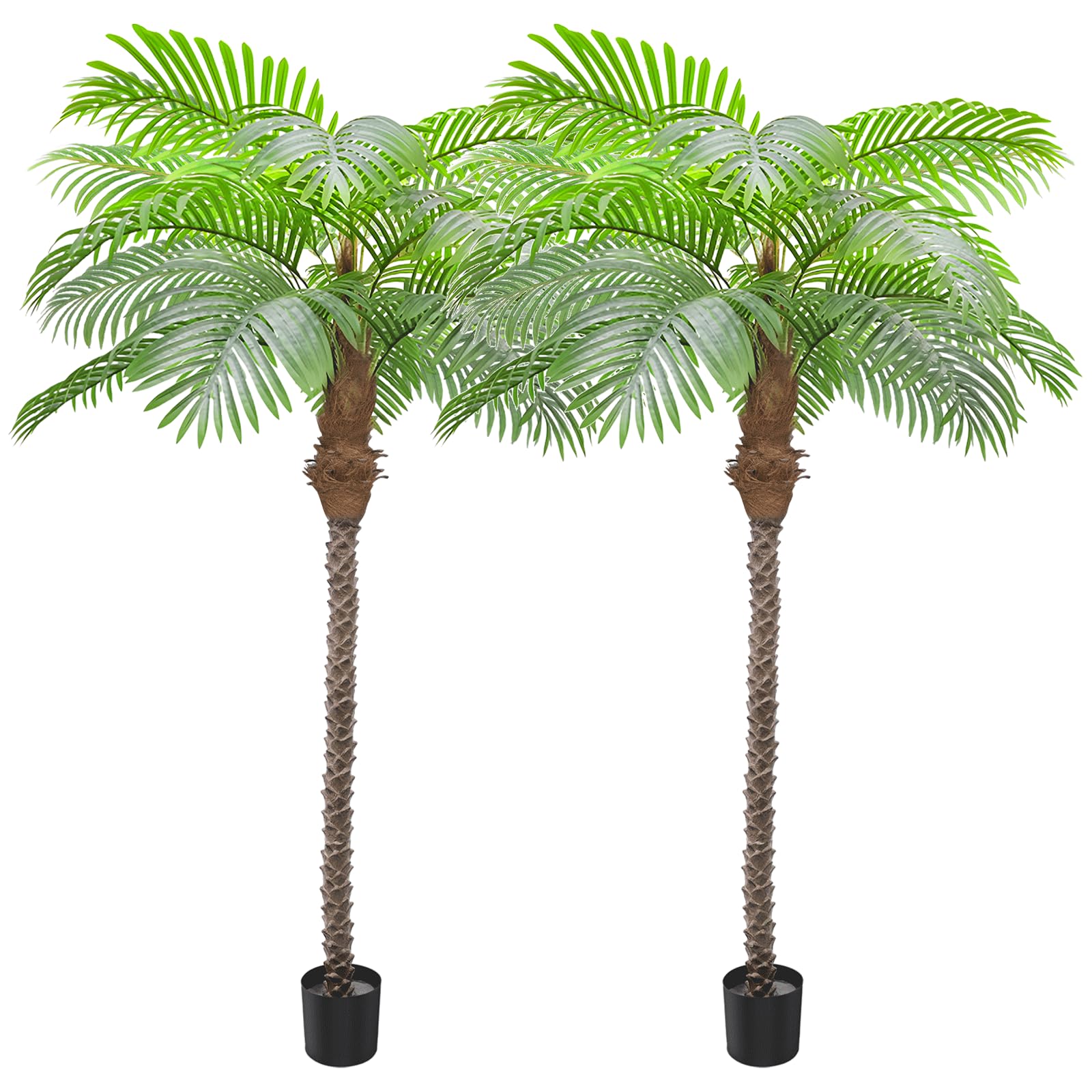 AnTing Artificial Palm Tree 8.5ft Tall Trees Plants 18 Leaves 102in Outdoor Palm Trees for Outside Patio Trees for Decor (Set of 2)