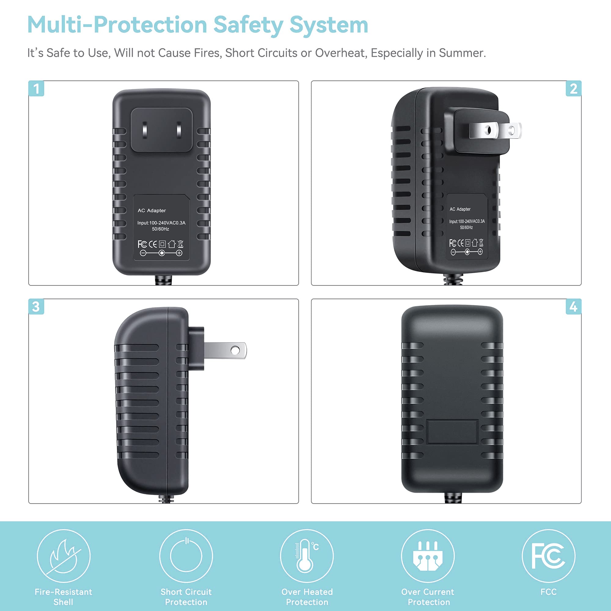 Wall AC Adapter Power Cord Compatible with RESTECK,Vellax,Medcursor,Mirakel,InvoSpa Shiatsu Back Shoulder and Neck Charger Power Supply 12V??Only Fit Compatible with 12V ??