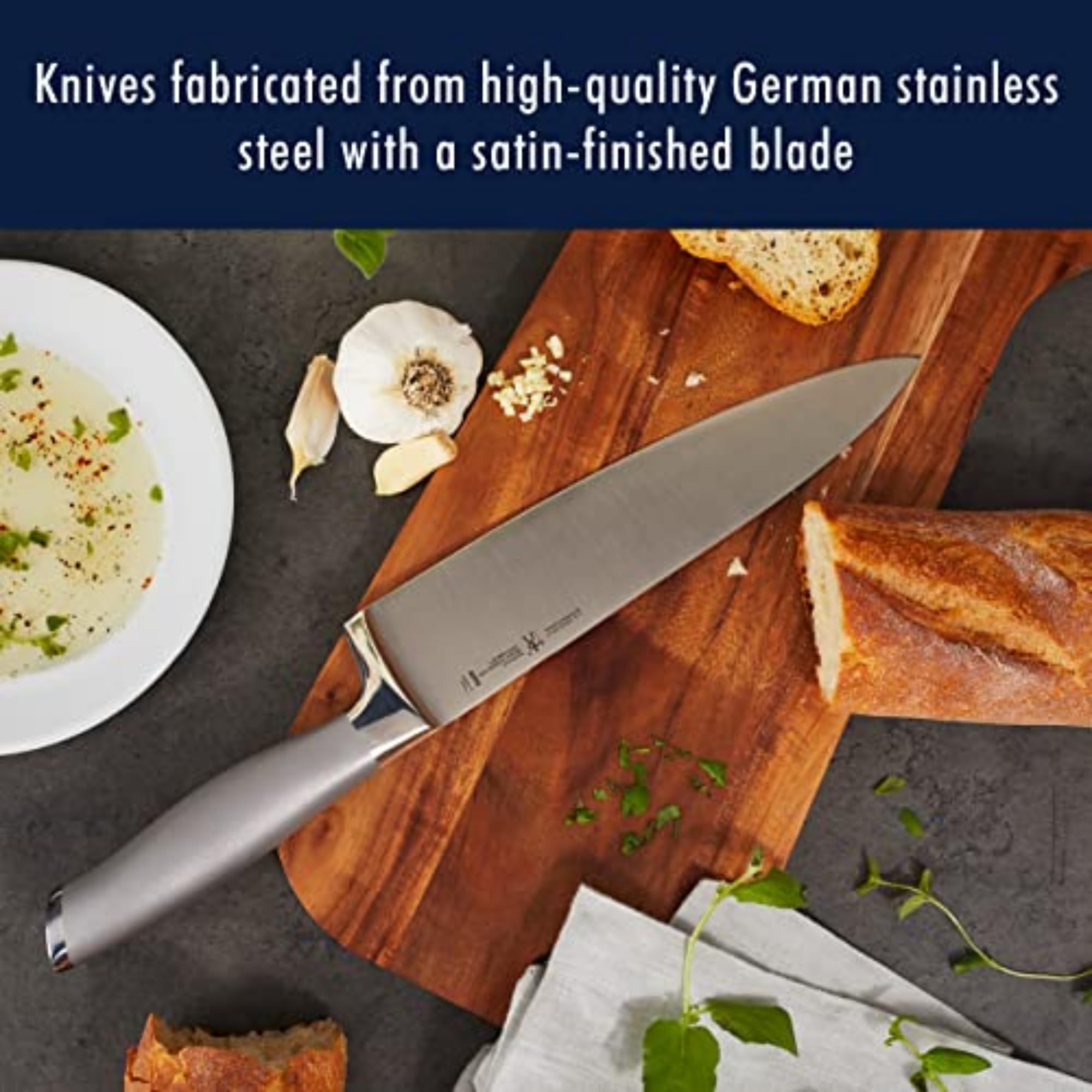 J.A. Henckels International Modernist Kitchen Knife Set with Block, 13-pc, Chef Knife, Knife Sharpener, Utility Knife, Black