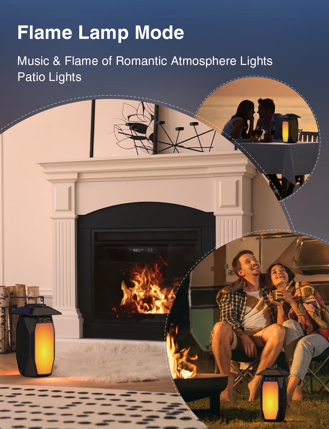 Onforu Outdoor Bluetooth Speakers Waterproof, True Wireless Stereo Lantern Speaker with RGB LED Lights, 2 Pack 50W Led Flame Speaker, Dual Pairing, 20H Playtime, Enhanced Bass for Patio Garden Decor