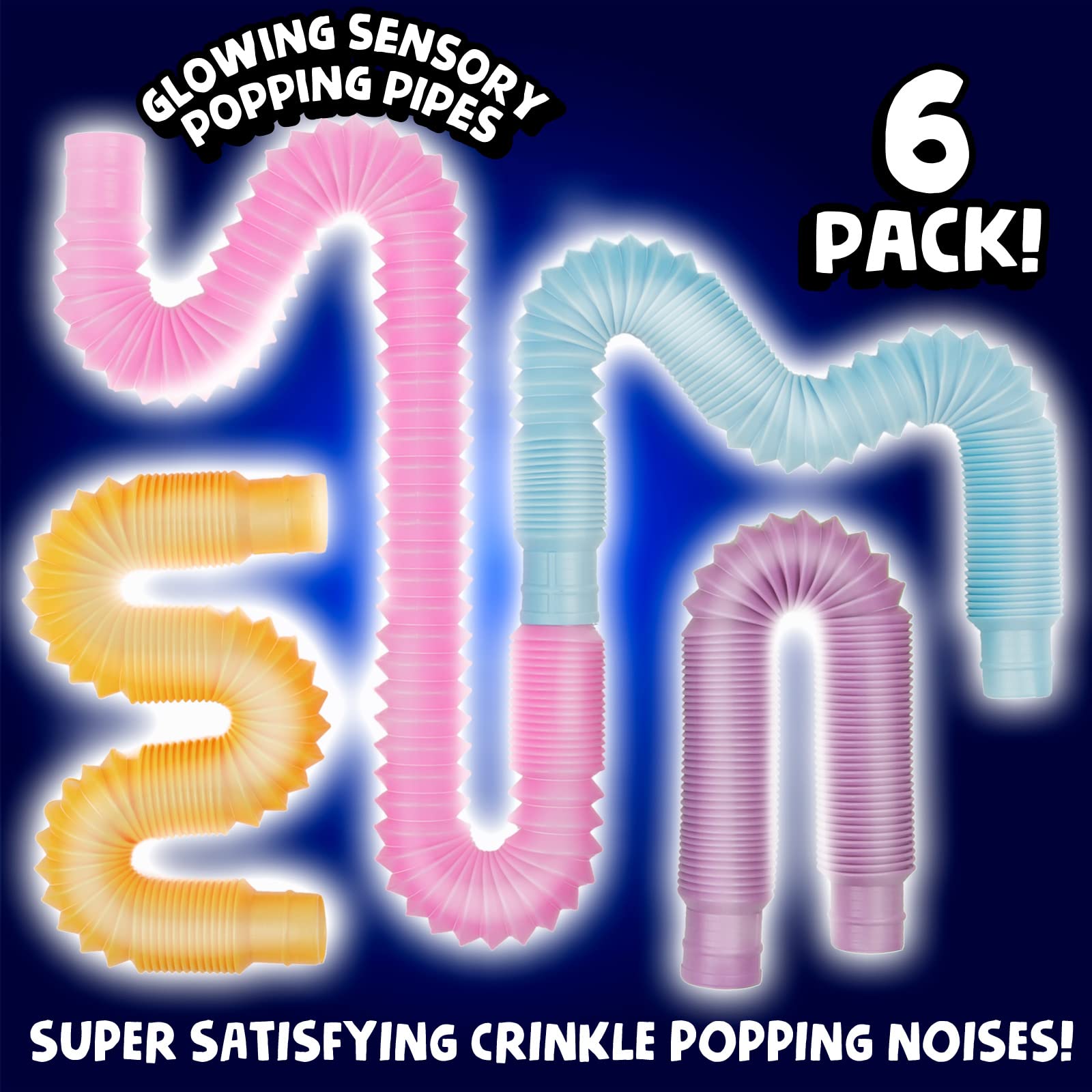 BUNMO Pop-Tastic Bundle - 8 Pop Tubes & 6 Pop Tubes Pastel Pop Tubes - Toddler Sensory Toys - Connect, Stretch, Twist & Pop - Imaginative Play & Stimulating Creative Learning - Sensory Toys