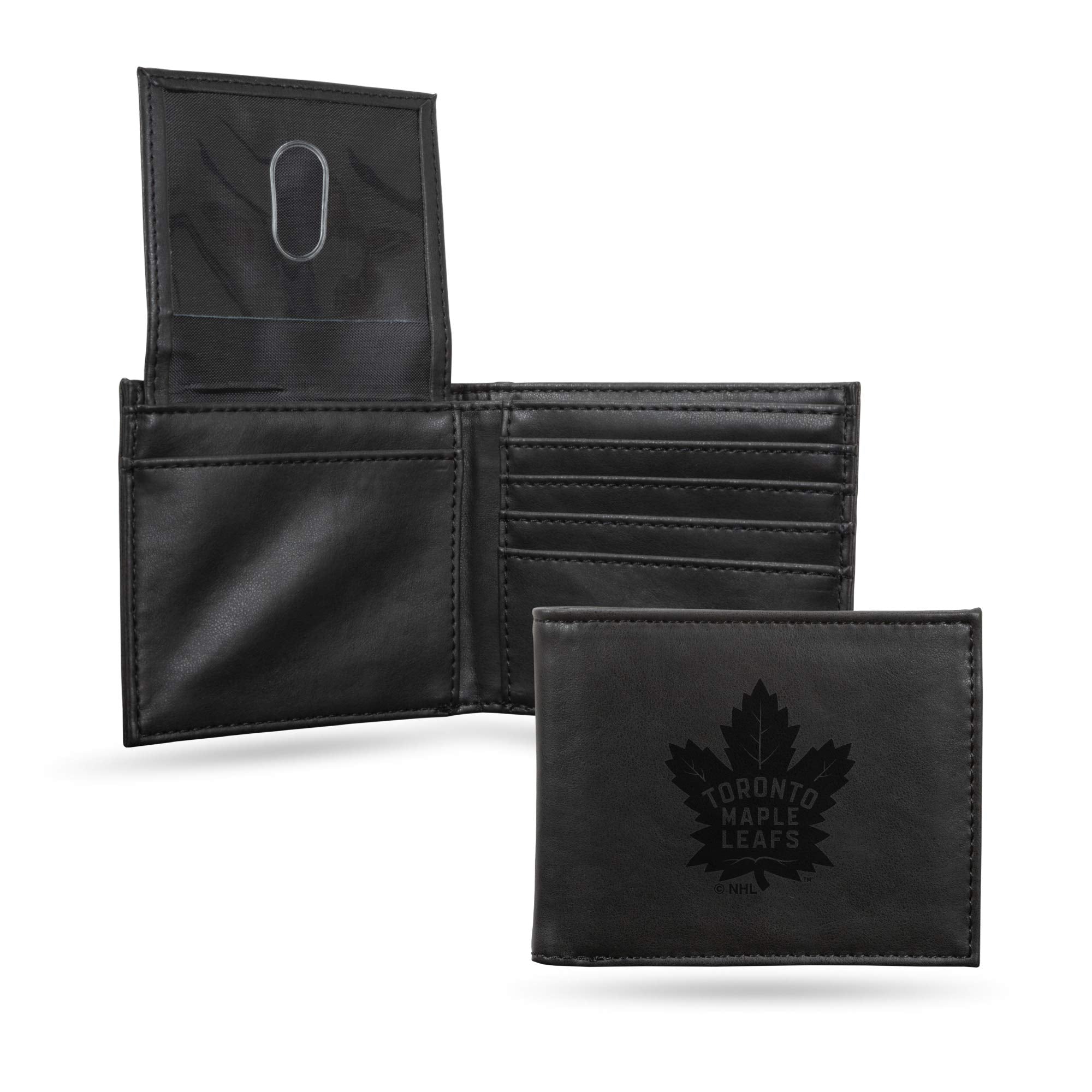 Rico Industries Laser Engraved Billfold Wallet, Toronto Maple Leafs, Black, 3.5 x 4.25-"
