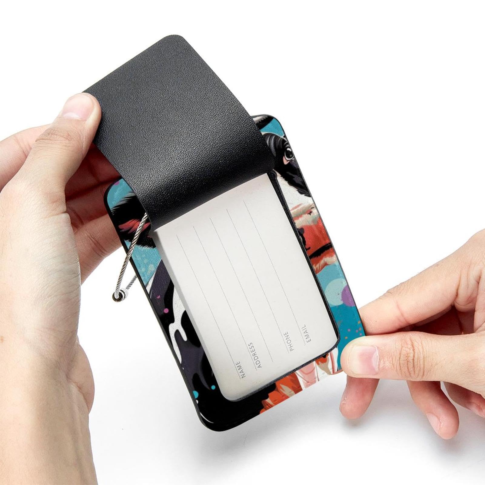 Beautiful CowBright and Personalized Luggage Tags, 2Pcs, Durable PU Leather with Privacy Flap, Travel Bag Accessories