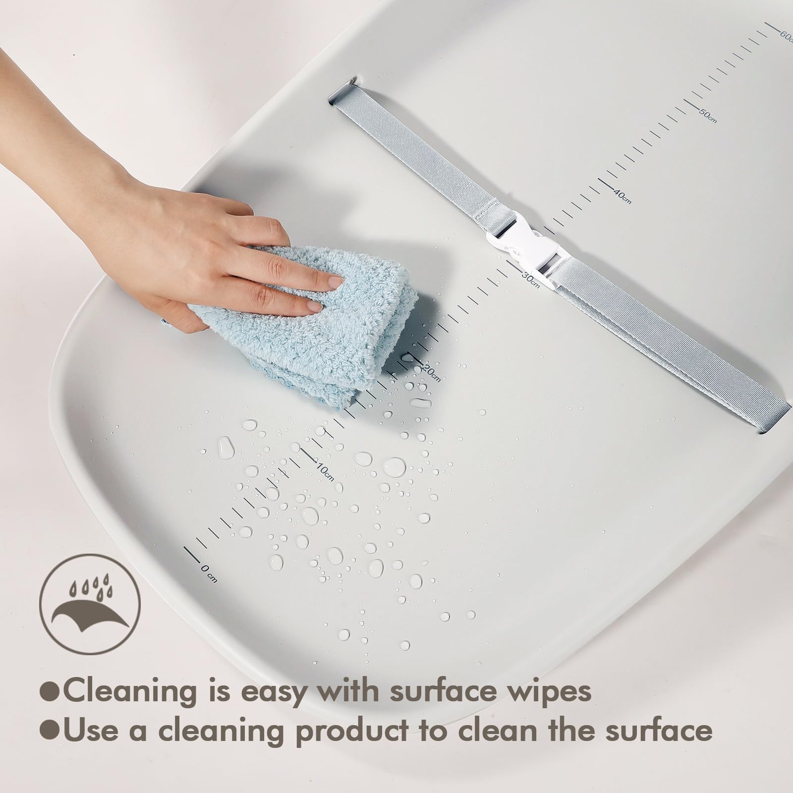 Babylush Baby Changing Pad,Non-Slip Changing Pad with Height Measurement,Waterproof & Lightweight Changing Pad,Protable Changing Pad Fits Changing Table & Dresser,Eva Material & Easy to Clean.(Grey)