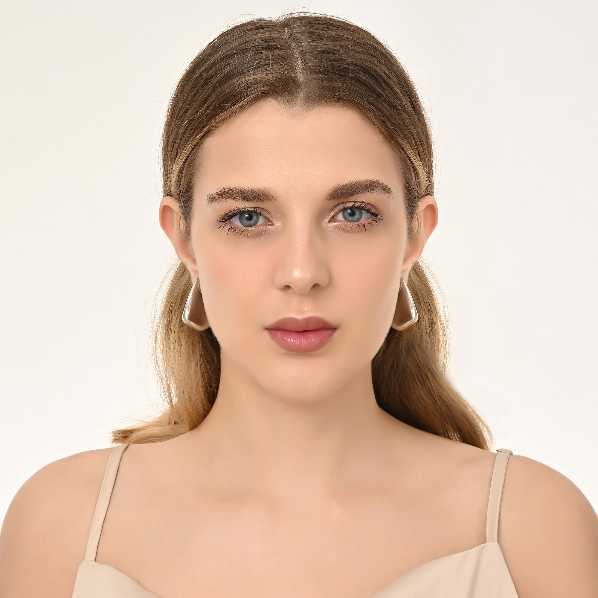 SHERLOVE Chunky Big Fin Drop Silver Statement Earrings for Women Fin Drop Hoop Earrings Women Girls Fashion Jewelry Gift